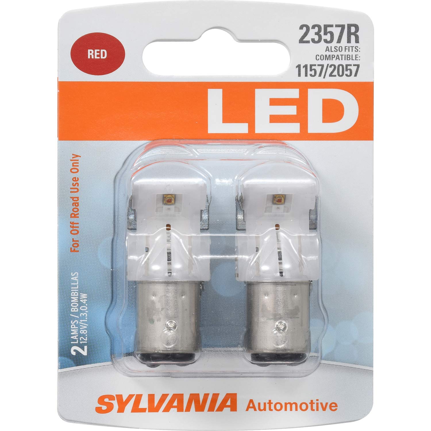 SYLVANIA 2357 LED Mini Bulb - Red, Ideal for Stop and Tail Lights, Contains 2 Bulbs