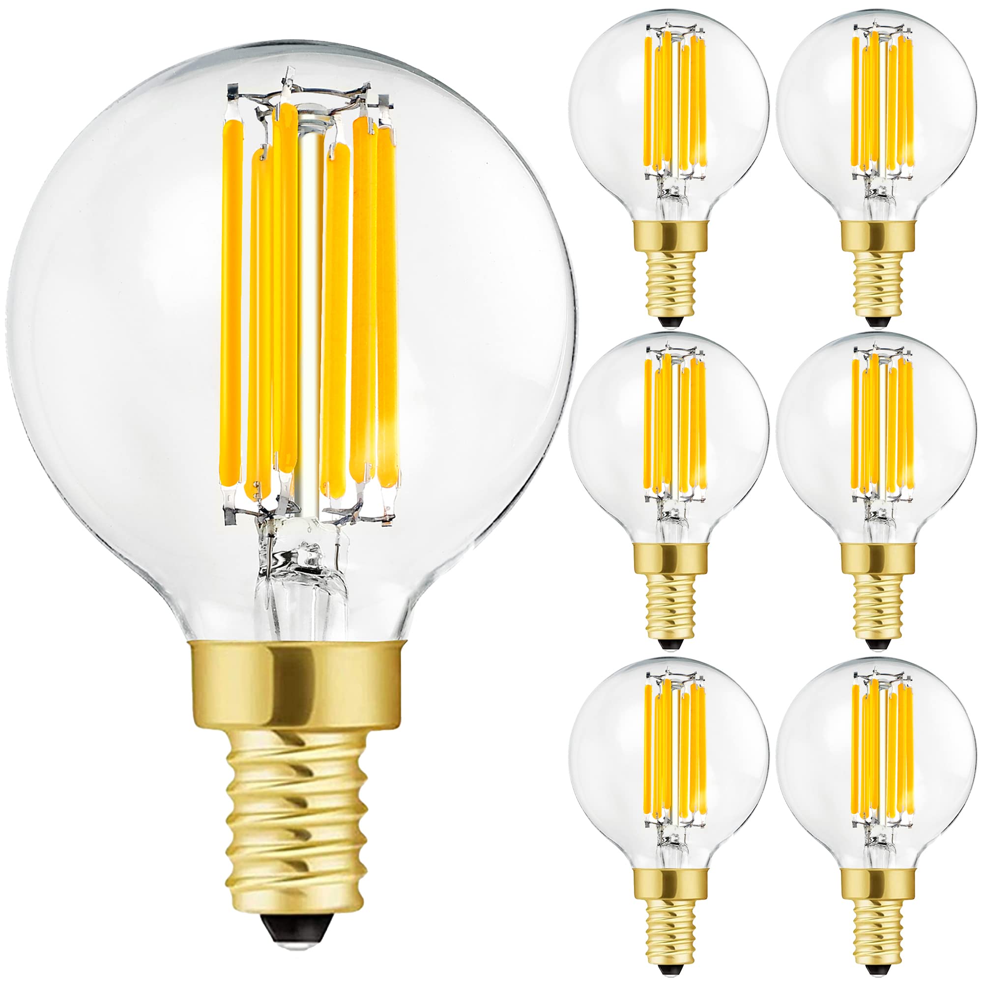 Leools E12 LED Bulb 6W Dimmable Soft White 3000K Globe Light, 12 Count, Glass, Candelabra Bulb for Chandeliers and Ceiling Fans