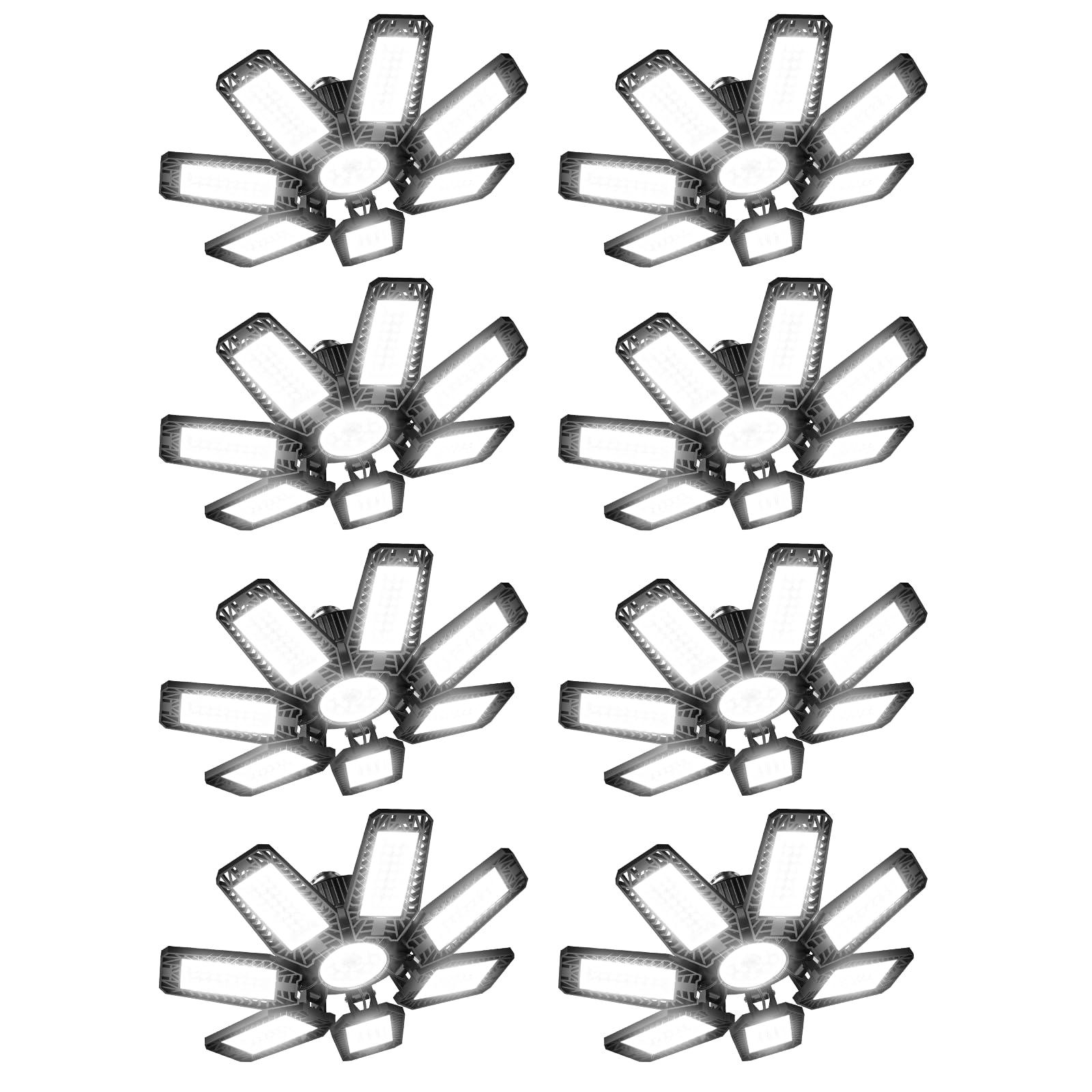 CHENGCHILIT LED Garage Light 8 Pack - 200w 20000LM 6500K Garage Lights Ceiling LED with 7+1 Adjustable Panels, Shop Lights Screw