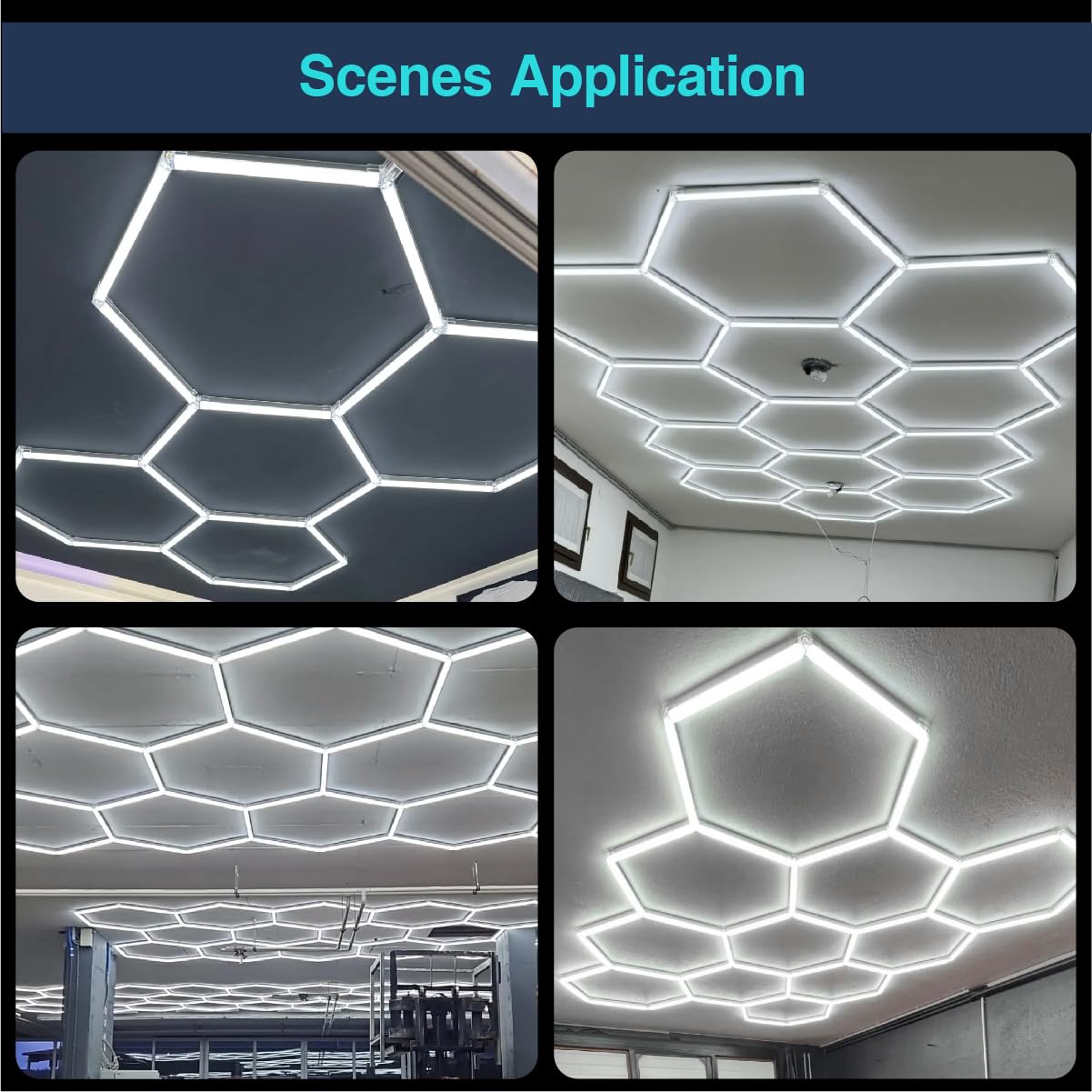 Cezelux Led Hexagon Light 16 Pack 14080Lm 6500K 128W 3 Honeycomb Hexagon Garage Celling Led Lights For Gym Basement Auto Beauty