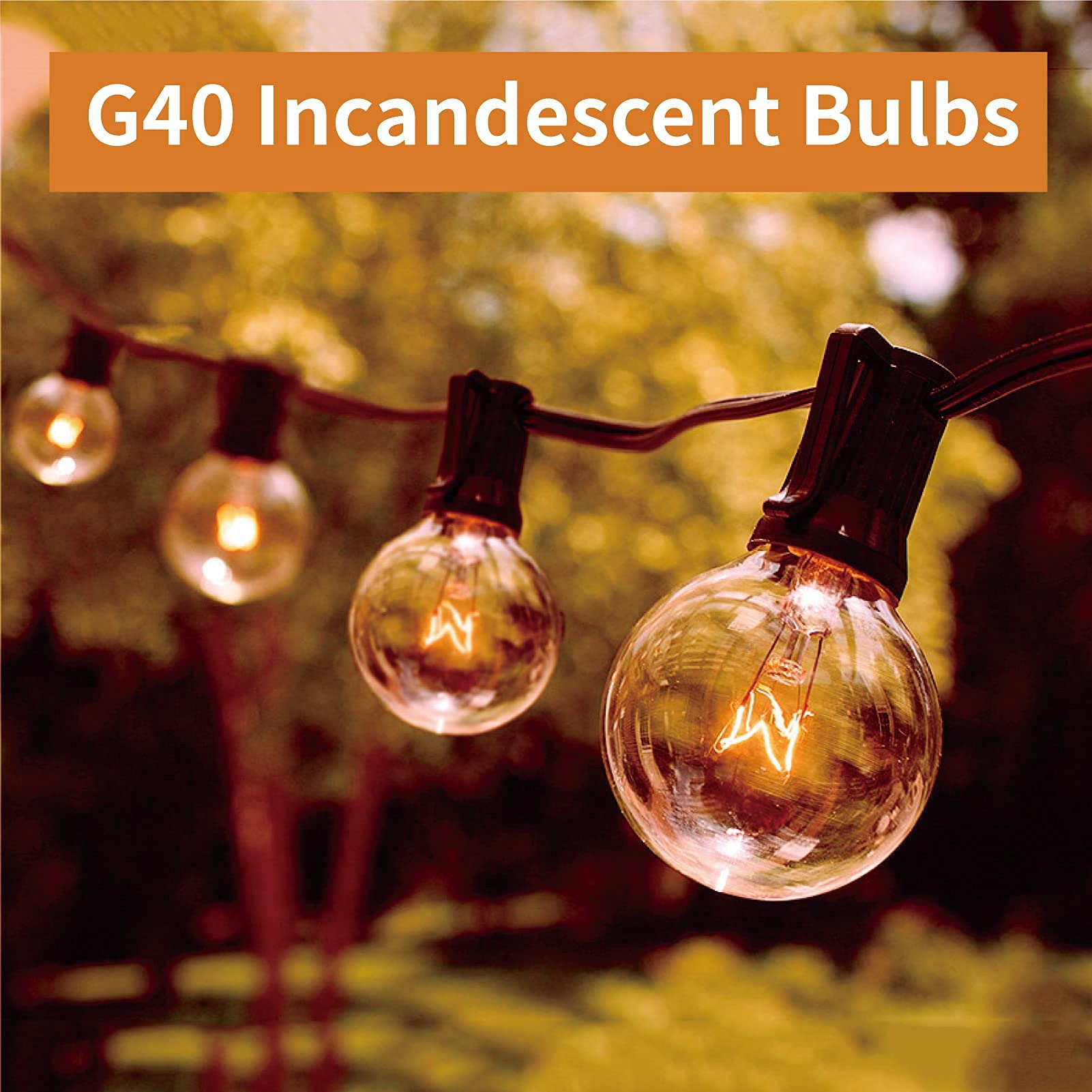 Meconard G40 Replacement Light Bulbs, E12 Candelabra Screw Base 5Watt Dimmable Clear Glass Globe Incandescent Bulbs For Indoor Outdoor String Lights,Warm White,25Pack