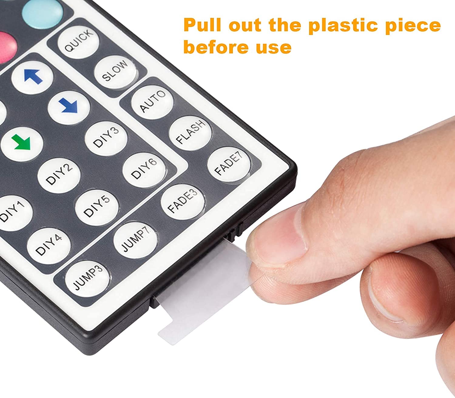 phopollo 44 Keys Remote Controller with One-Port IR Receiver for 5050 LED Strip Lights, 1-Plug, Transparent, Model PIR44K01R