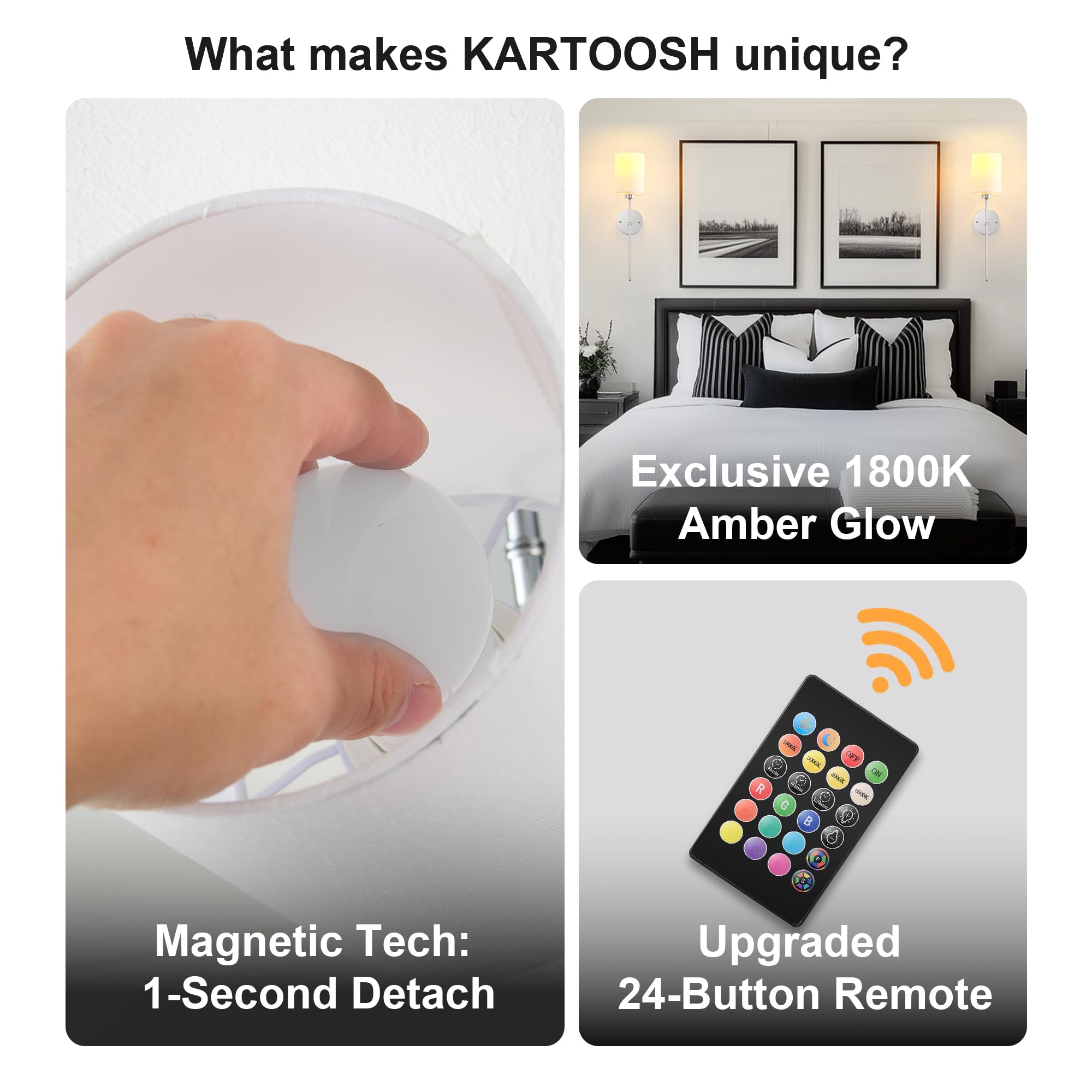 KARTOOSH Battery Operated Wall Sconce Set of Two, Wireless Rechargeable, Dimmable, 26.8 Inch, Chrome, Model ZM213BCM68-N1
