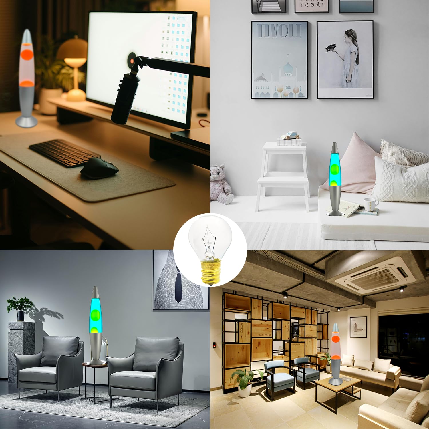 Generic 25W Lava Lamp Bulb Replacement S11 E17 for 13-Inch Lava Lamps - Clear, 2-Pack, 120V E17 Base Bulbs