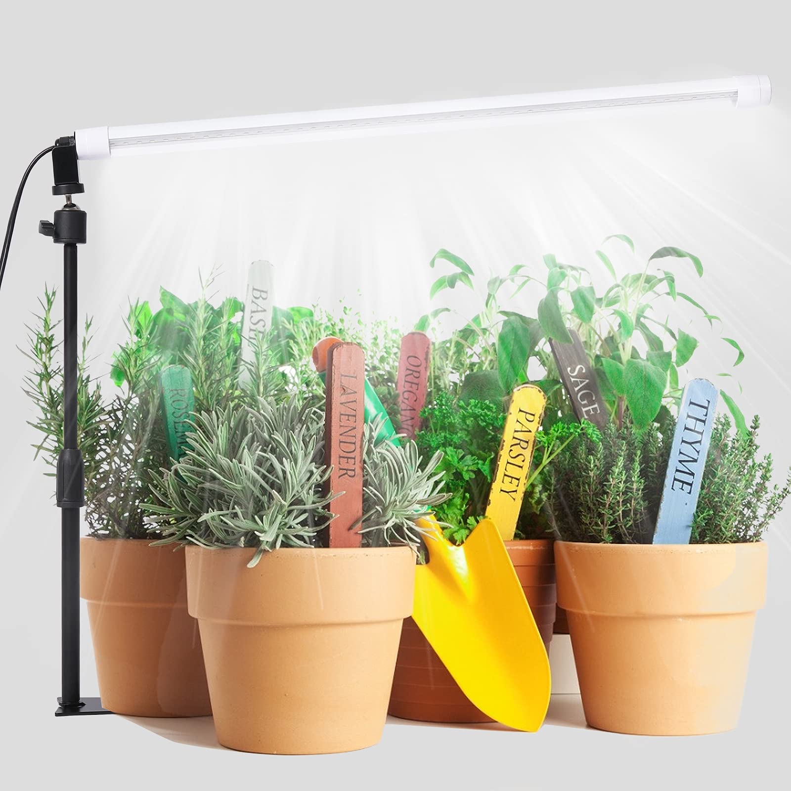 JCBritw Desktop LED Grow Light Bar T8 2ft, Full Spectrum, Adjustable, Aluminum, White, Model ASPT8STAND-1