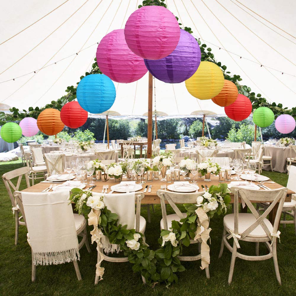 Beishida 16Pcs Colorful Paper Lanterns Multi-Color Chinese/Japanese Hanging Round Paper Lanterns For Wedding, Birthday, Baby Sho