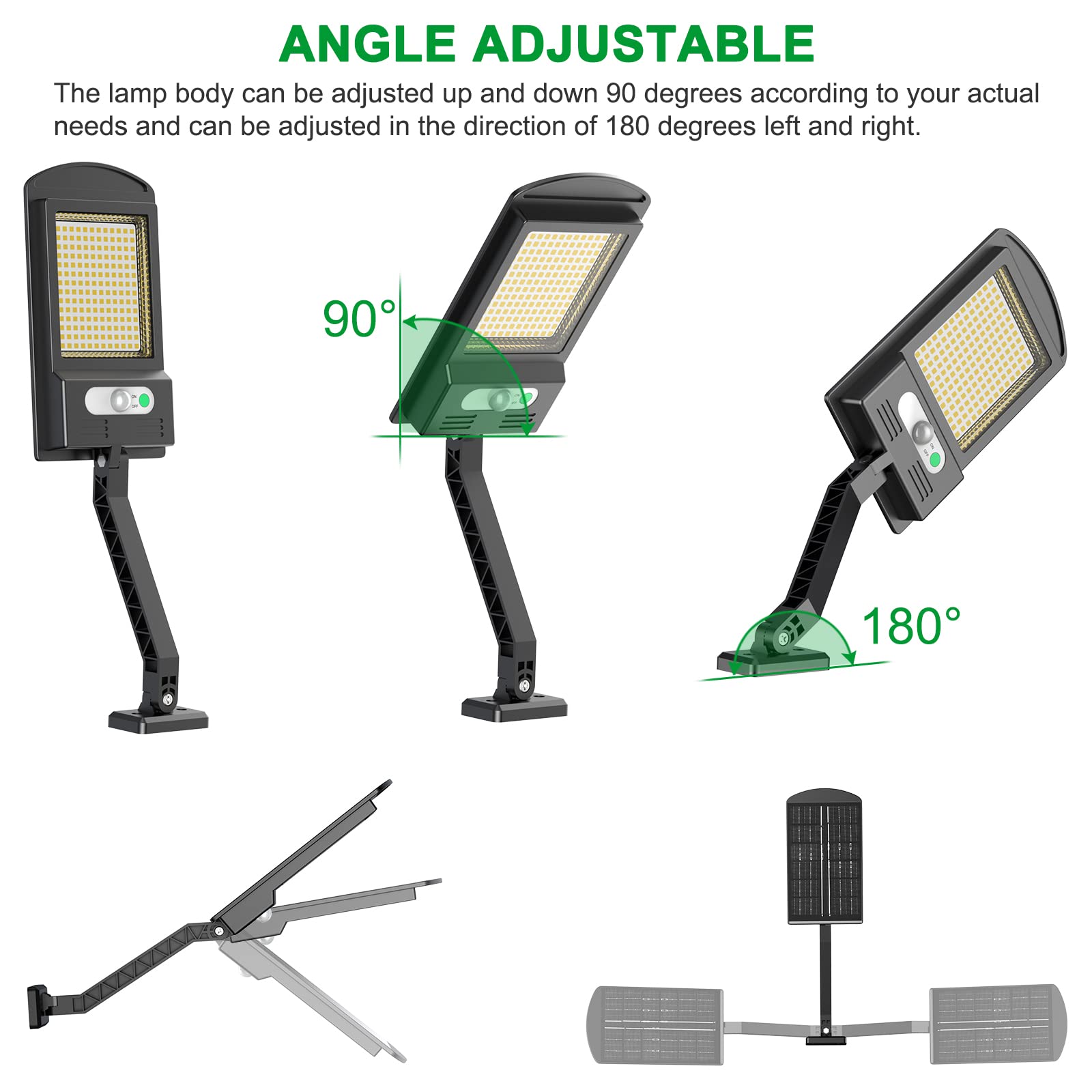 Engrepo Solar Lights Outdoor, 1000Lm Motion Sensor, Waterproof Flood Light, 2 Pack, Black
