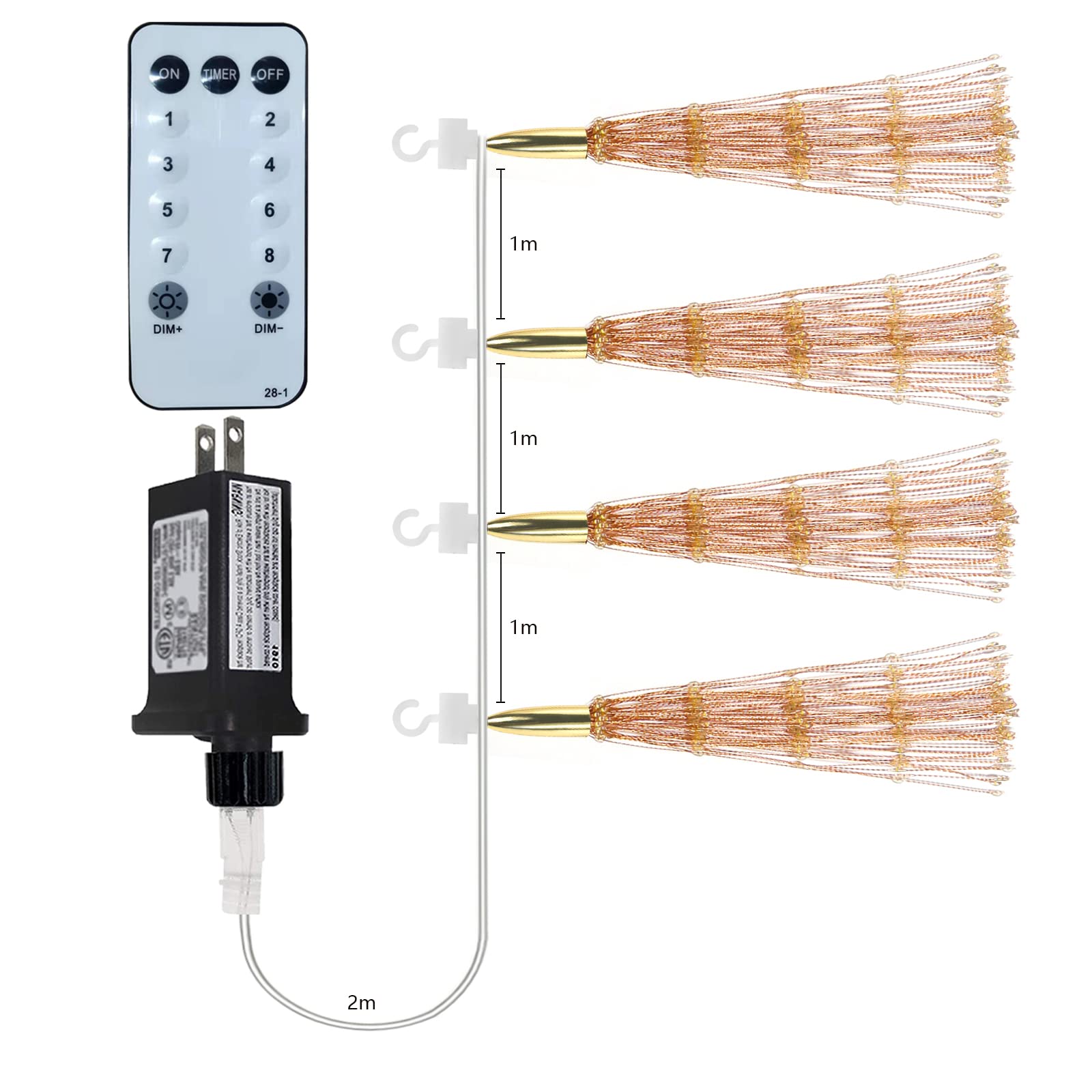 4 Pack 800 Led Plug In Starburst Sphere Lights,Firework Lights 8 Modes Dimmable Remote Control Waterproof Hanging Fairy Light, C