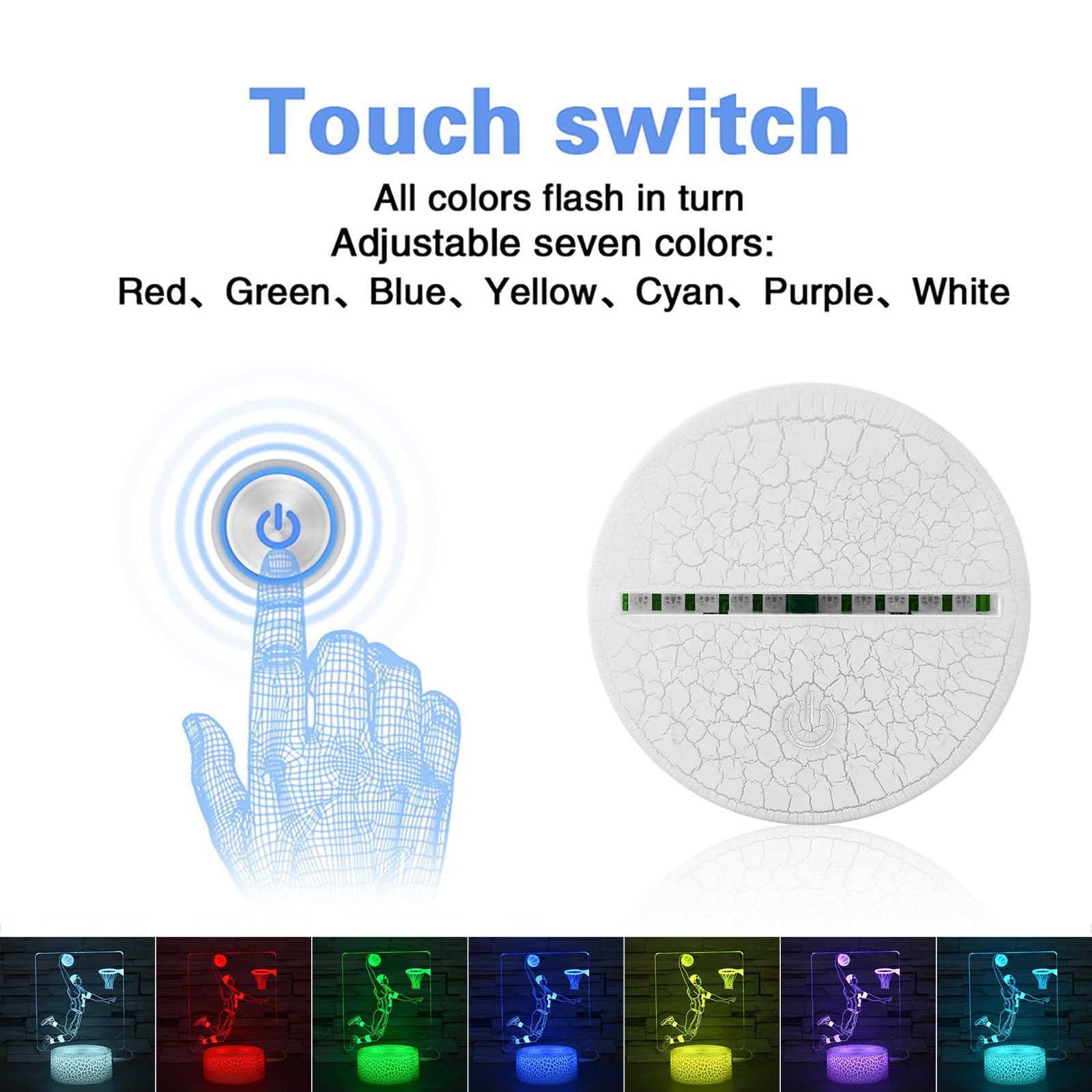 I-Chony Basketball 3D Night Light Gifts For Boys,Basketball Sport Fan Room Decor,16 Colors Changing Dimmable Nba Basketball Toys