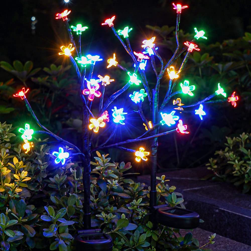 IUEECEN Solar Flowers Lights Garden Decor, Solar Garden Lights Outdoor Decorative,2Pack 40LED Solar Lights Outdoor Garden Waterproof Fairy Lights for Outside Yard,Lawn Decorations Gardening Gifts