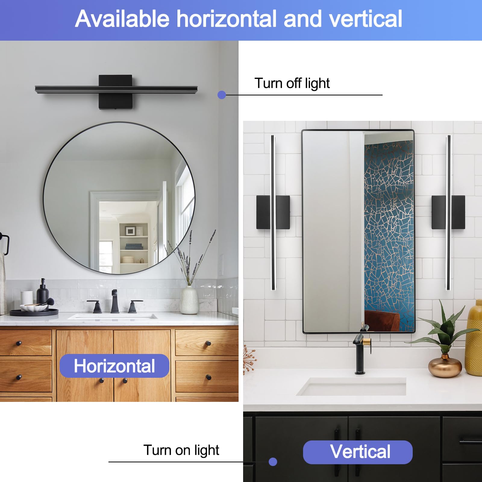 Brivolart Black Led Vanity Light Bar, 12W 20 Inch Modern Acrylic Wall Sconce, Ip44 Bathroom Fixture, Cool White 6000K, Model 6420