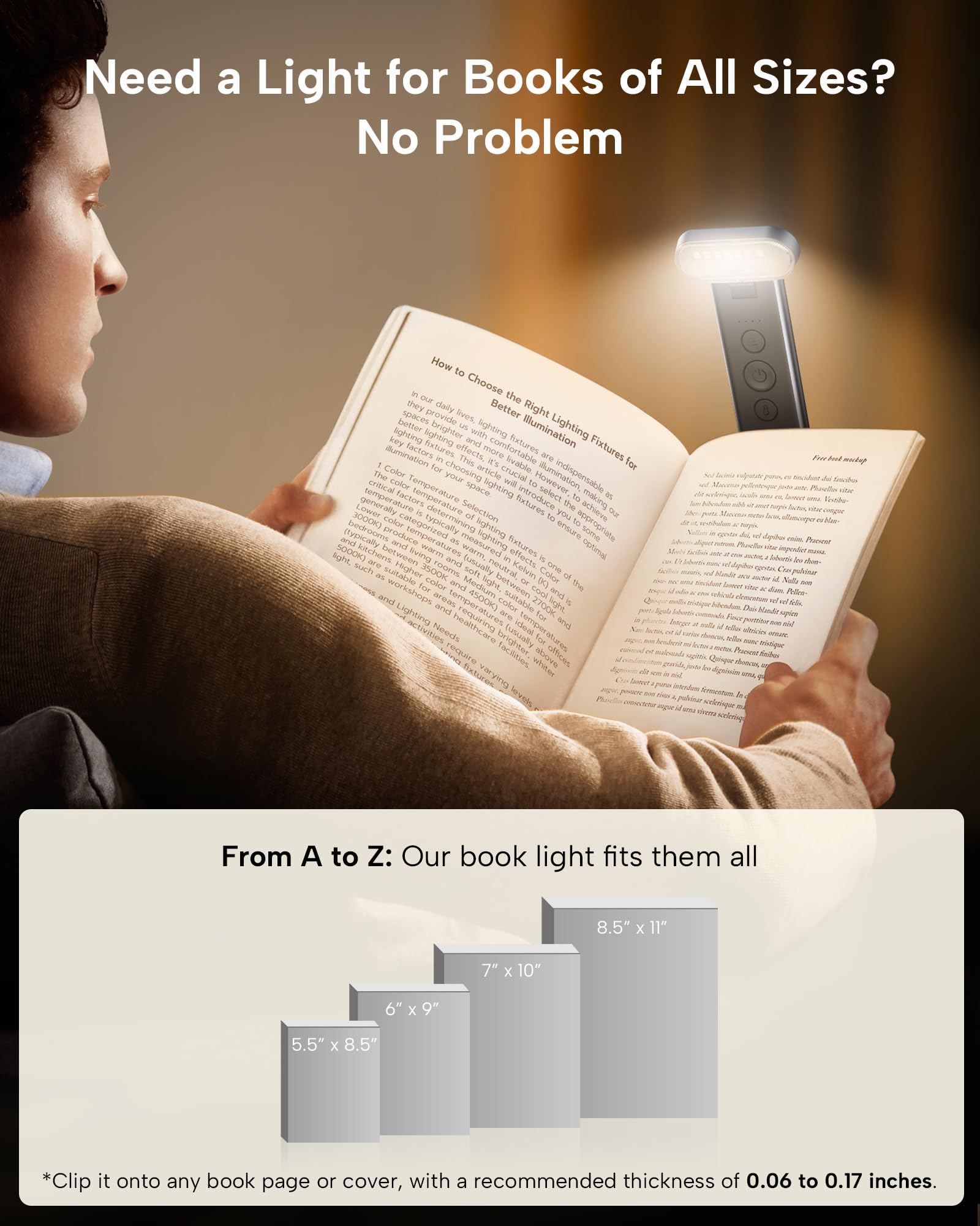 86Lux Book Light, Reading Light For Book In Bed, Usb Rechargeable Led Night Light With 3 Colors & Limitless Dimming, Aluminum Alloy Bookmark Light For Book Lovers,Technology Black