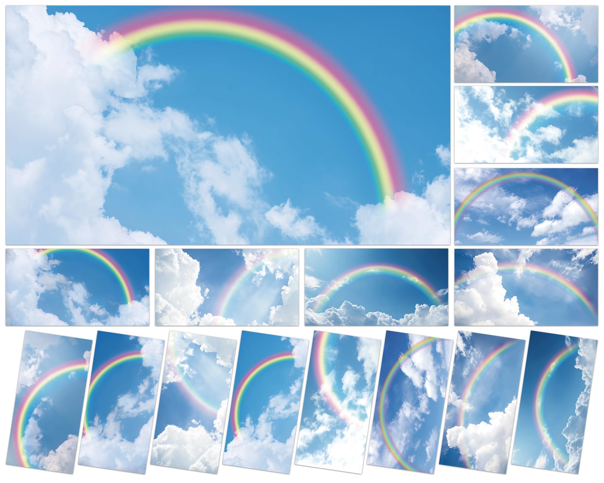 Wiooffen 8 Pcs Fluorescent Light Covers, Rainbow Sky Blue, 4x2 Feet, Polyester, Magnetic Installation for Classroom and Office