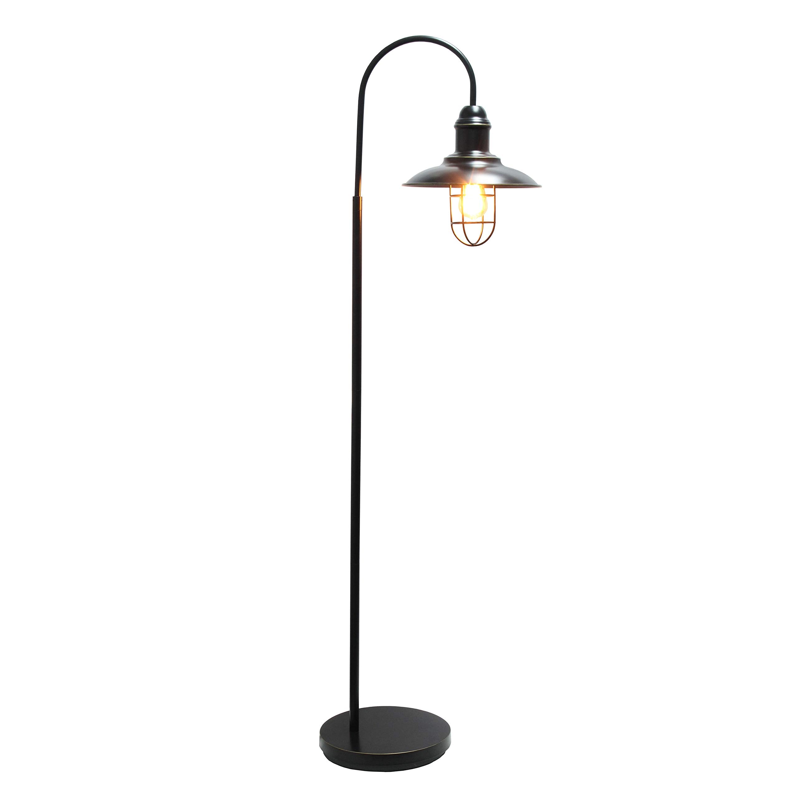 Elegant Designs Rustic Open Cage Floor Lamp, Metal, 19.25inL x 12inW x 64inH, Restoration Bronze, Model LF1032-RBZ