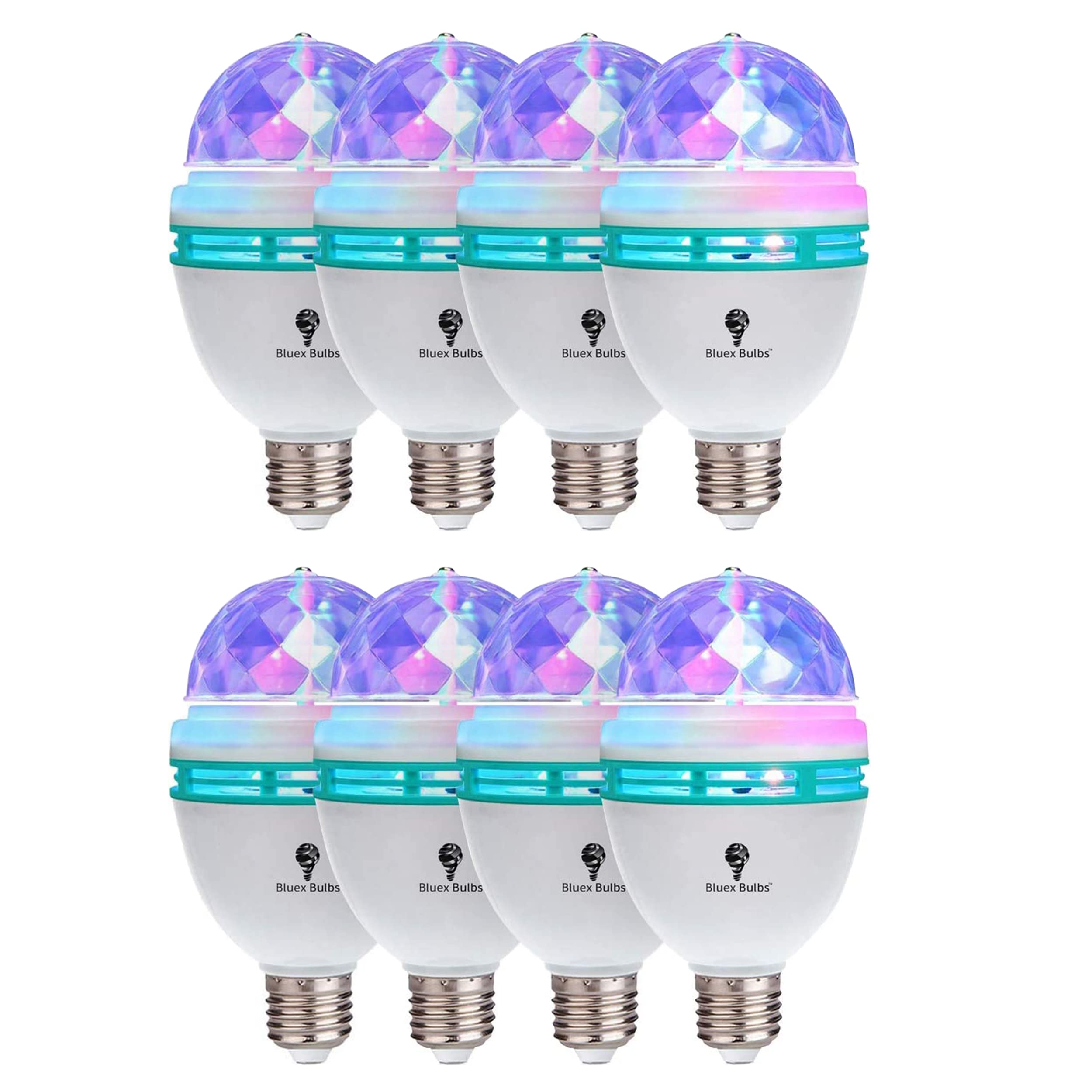 8 Pack Color Rotating Bulb E26, Rgb Color Changing Party Led Bulbs Colored Led Strobe Light Bulb Multi Crystal Stage Lights For 