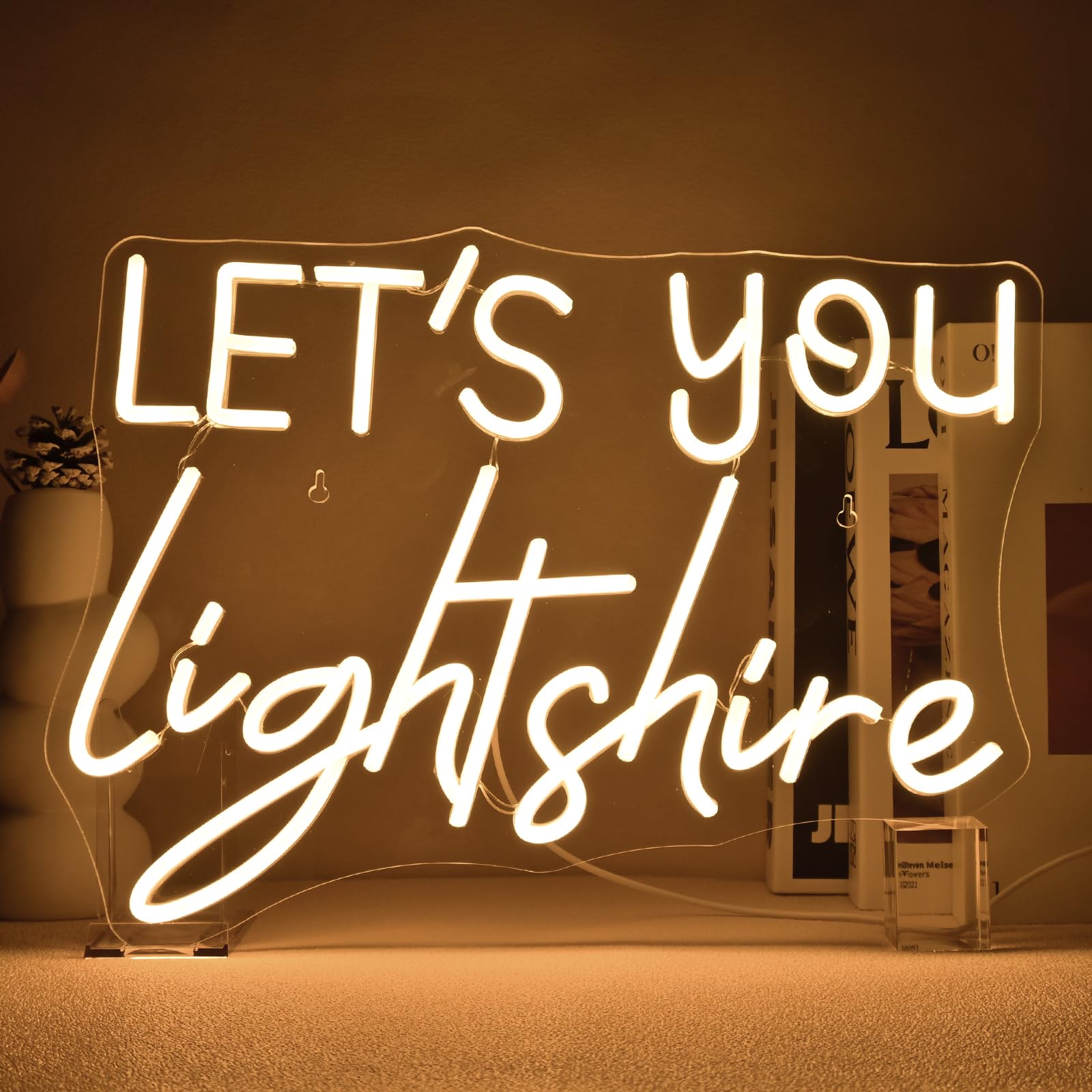 FAXFSIGN Neon Light Sign - Christian Wall Decor, Bible Verse, Dimmable, 16.54in x 11.4in, E-Lets You Light Shine