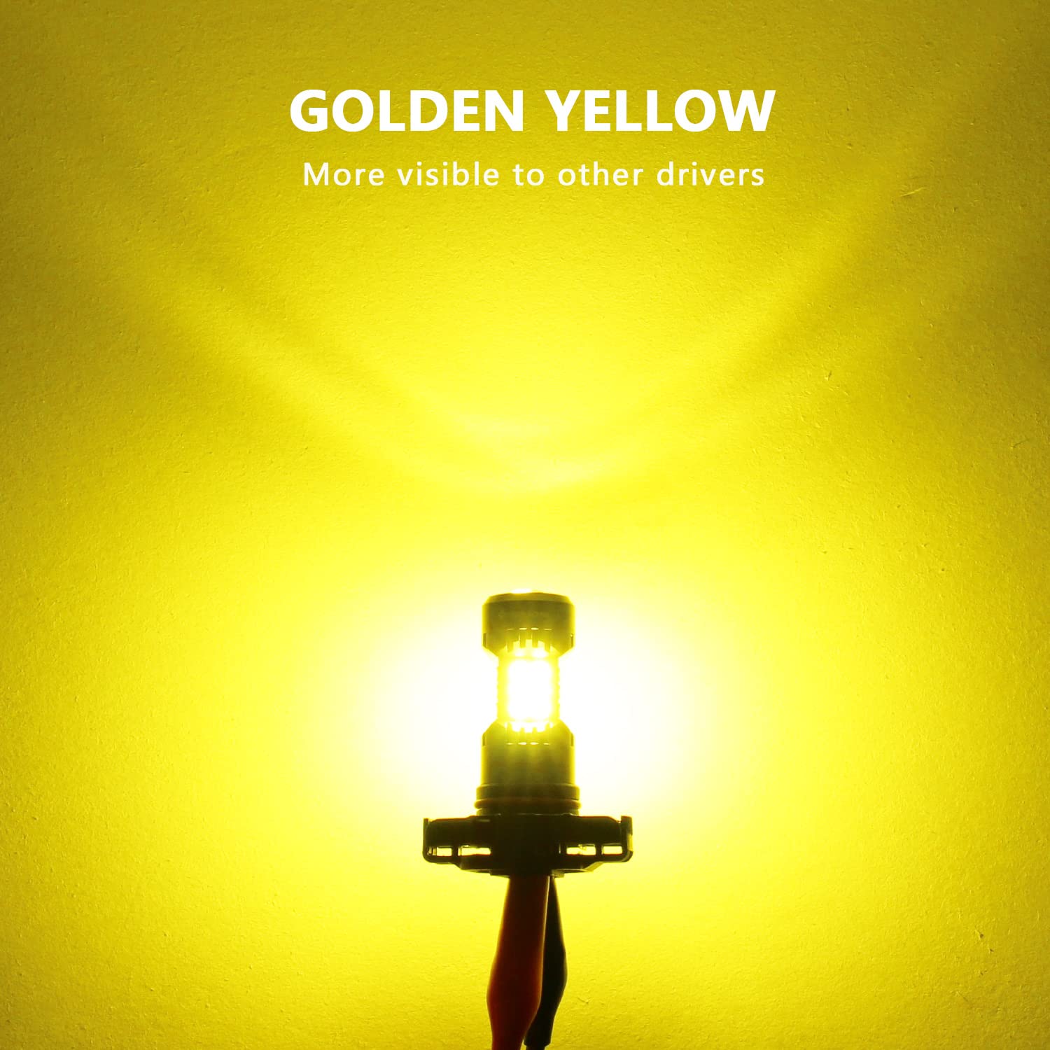 PHINLION PSX24W LED Fog Light Bulbs, 3200 Lumens, 3000K Golden Yellow, Aluminum, DRL Replacement for Cars, Trucks, SUVs