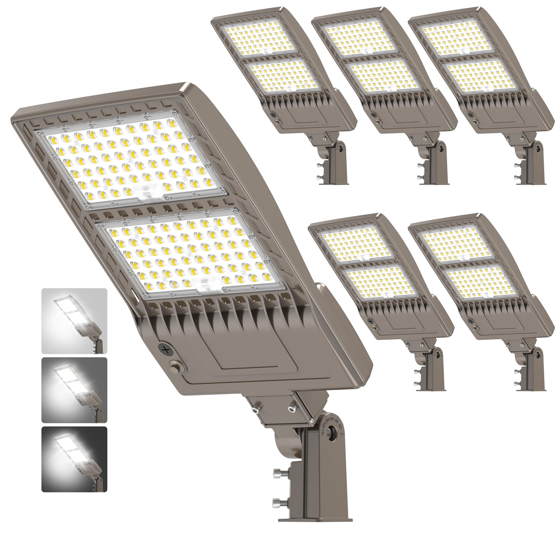 6Pack 400W LED Parking Lot Light 60,000LM UL Listed, Power Adjustable LED Shoebox Flood Light Industrial Parking Backyard Pole L
