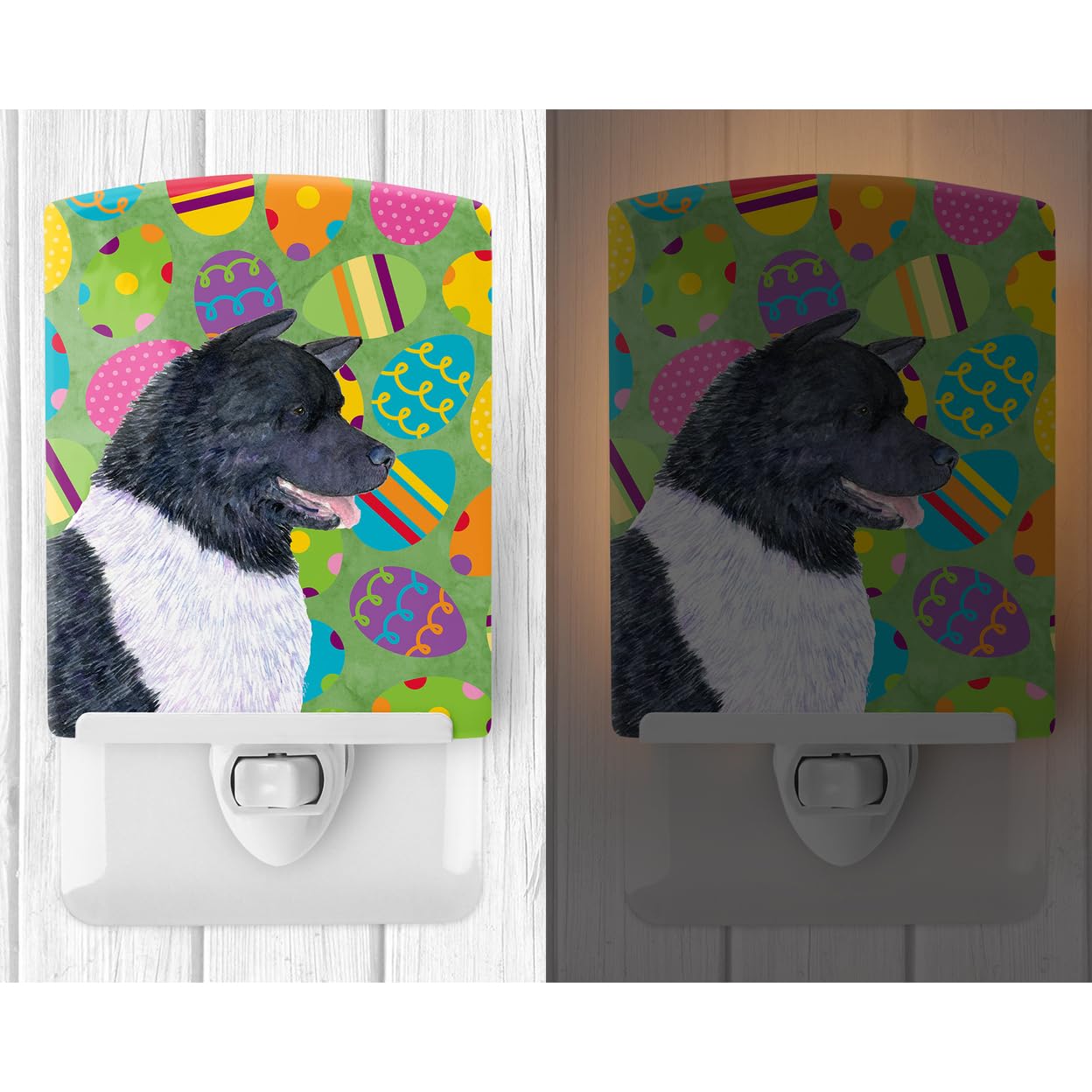 Carolines Treasures Night Light, Ceramic, Akita Design, UL-Certified, 6x4x3in, Multicolor, Model SS4866CNL