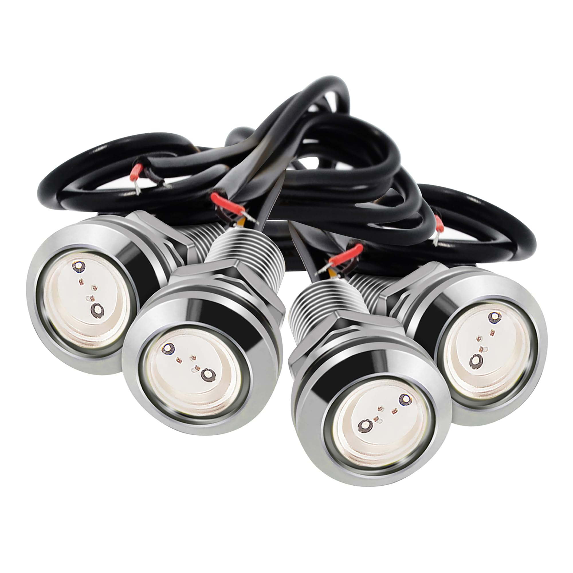 JRQLOV 4Pcs 18mm DC 12V Eagle Eye Cob LED Car Fog DRL Daytime Running Light Door lights Reverse Parking Tail Driving Lights Head