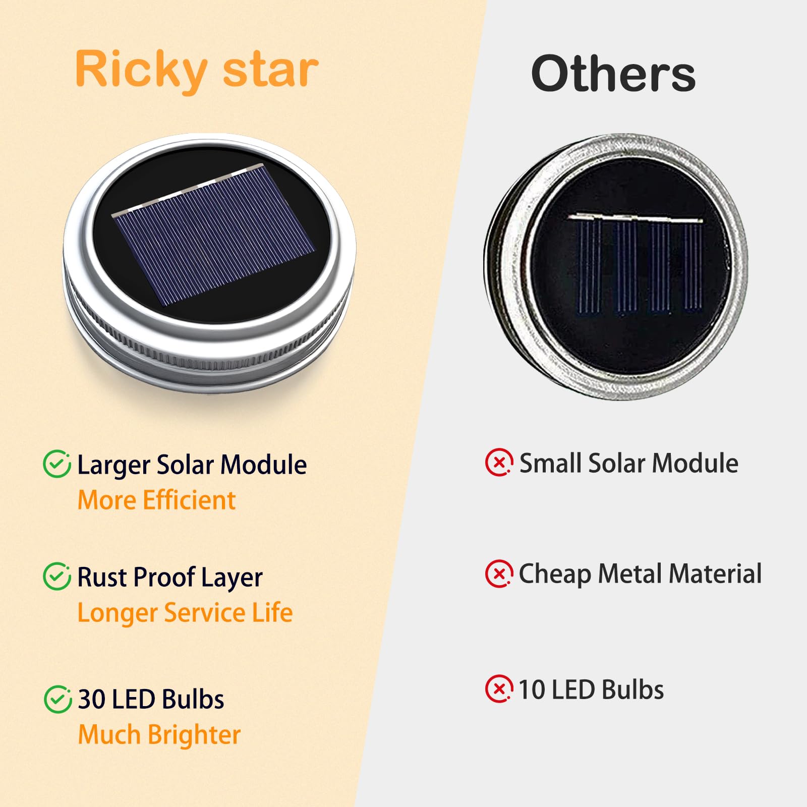 Znycye Mason Jar Solar Lights For Outside, 6 Pack 30 Led Fairy Lights Mason Jar Solar Lids Outdoor Waterproof String Lights With