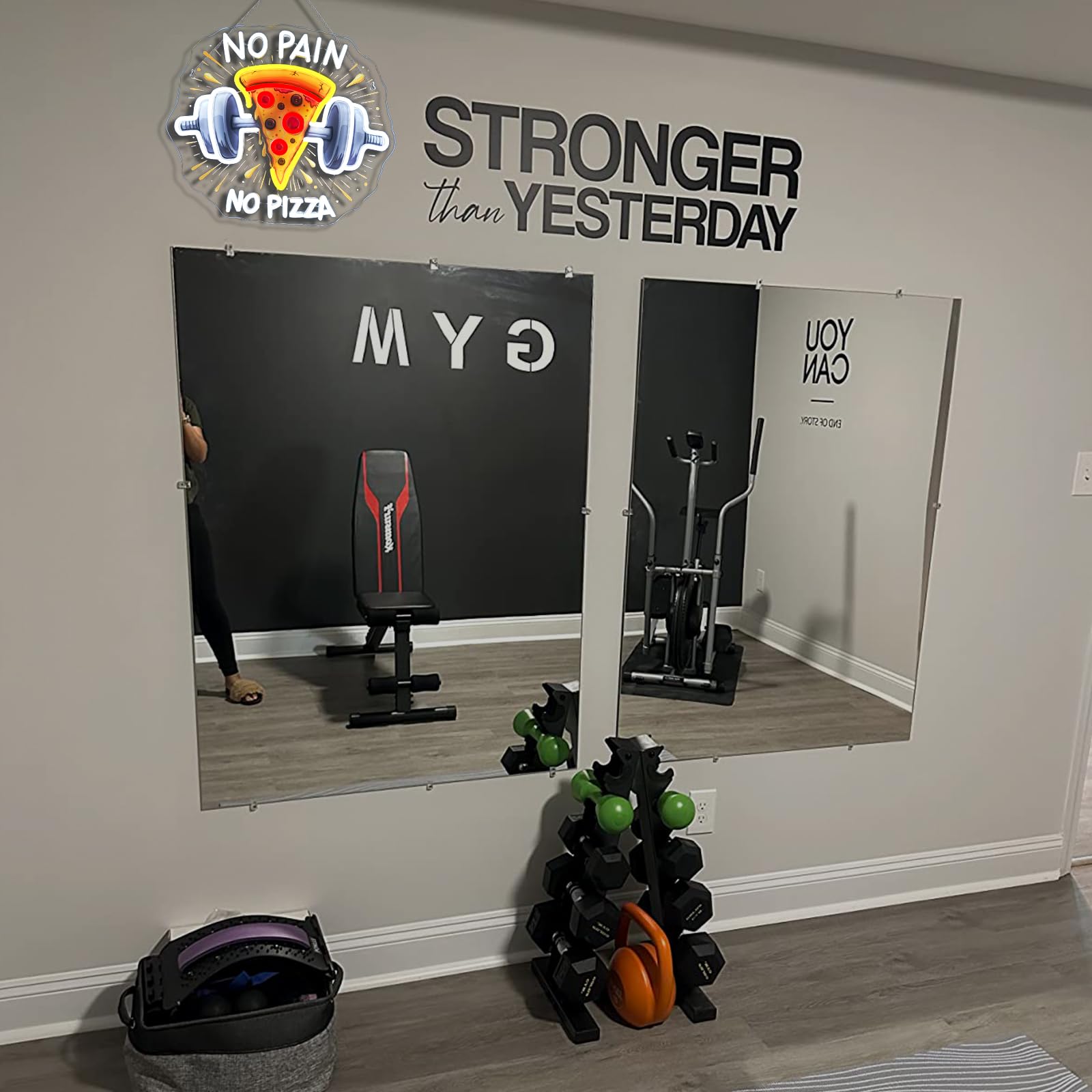 Lucunstar Gym Neon Sign No discomfort-reducing No Pizza Uv Printed Light Signs For Wall Decor Dimmable Dumbbell Barbell Led Lights Decoration Fitness Club Gift For Teens Sports Room Usb Powered 14.57 X 12.6 Inches