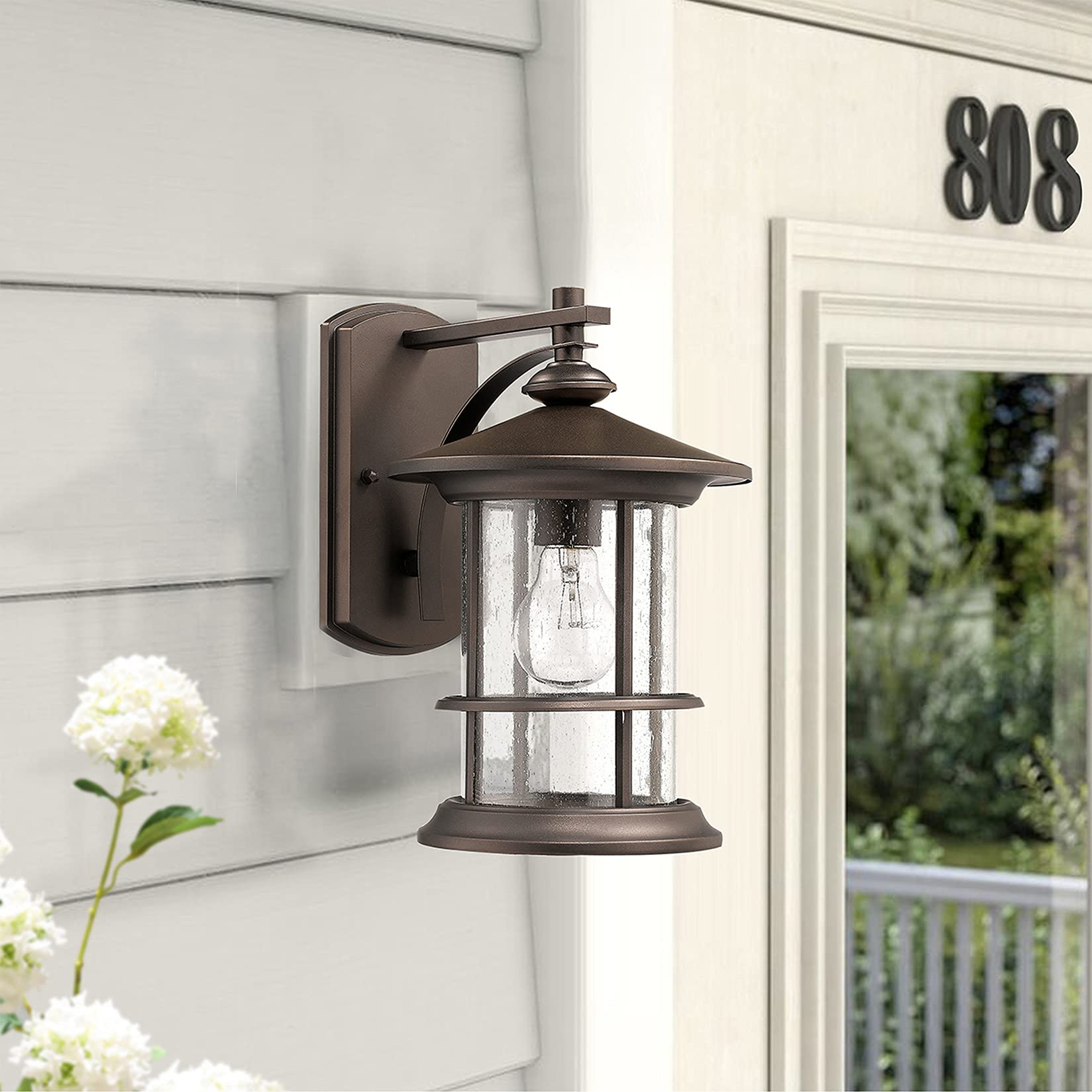 MICSIU Outdoor Wall Light Fixture Vintage Waterproof Lantern Oil Rubbed Bronze Medium Metal
