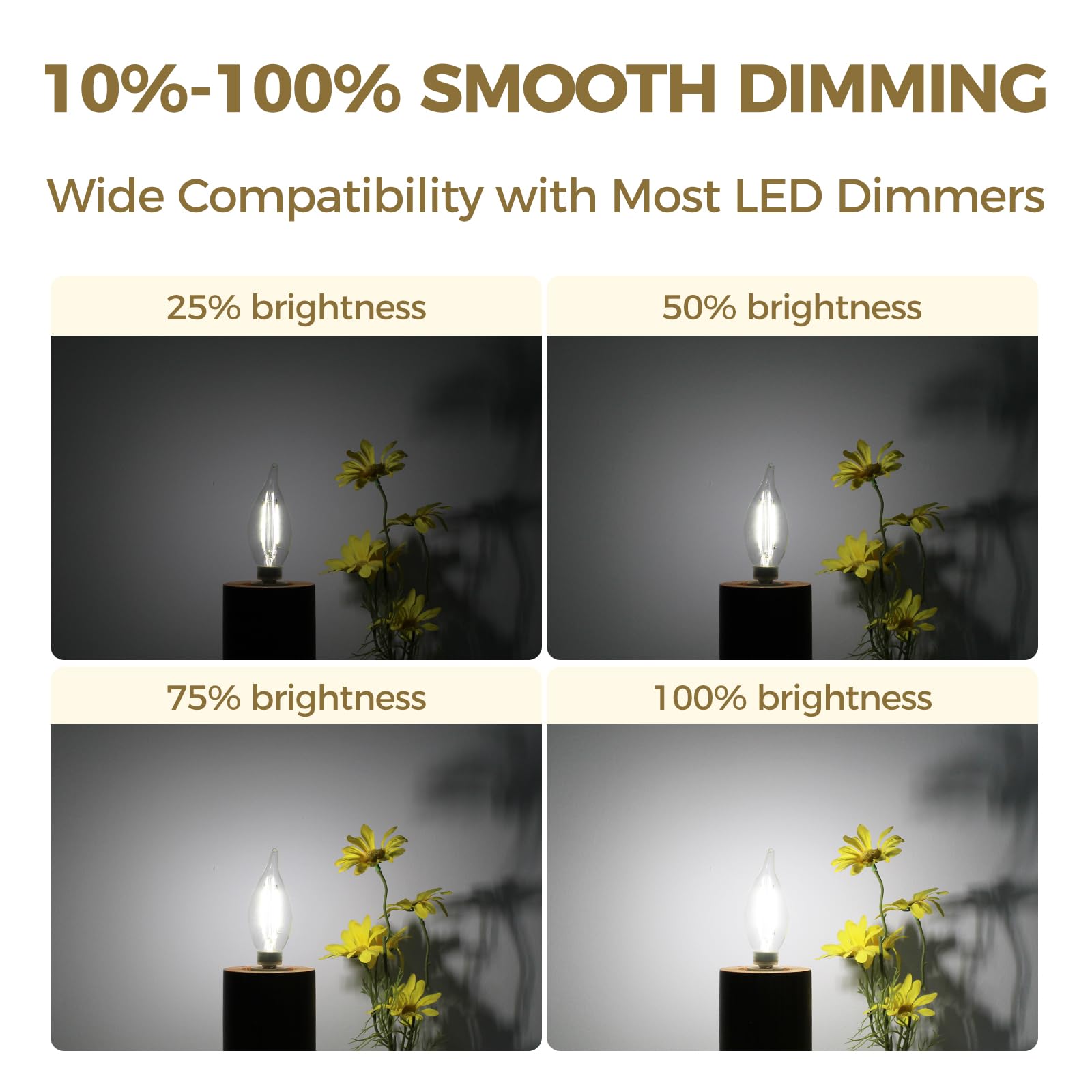 Hizashi E12 Candelabra Bulb 60 Watt Equivalent, 5000K Daylight White, Dimmable E12 Led Bulb, 90+ Cri 6W 550Lm, Chandelier Light