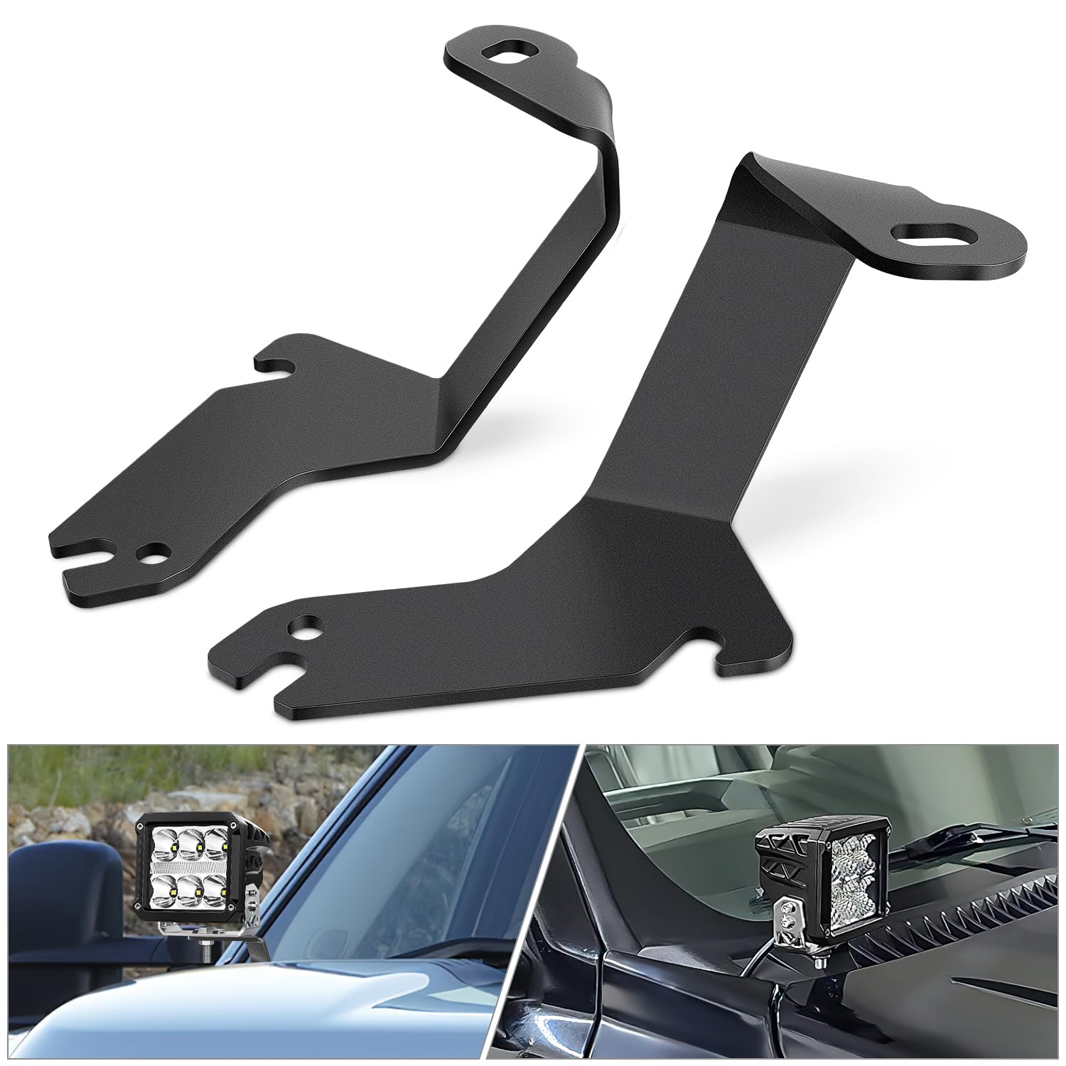 Nilight Ditch Light Brackets Hood Hinges Mount Bracket Kit for Auxiliary Offroad LED Pod Light Work Lights on 1999-2006 Chevrolet Silverado Tahoe Suburban GMC Sierra Yukon