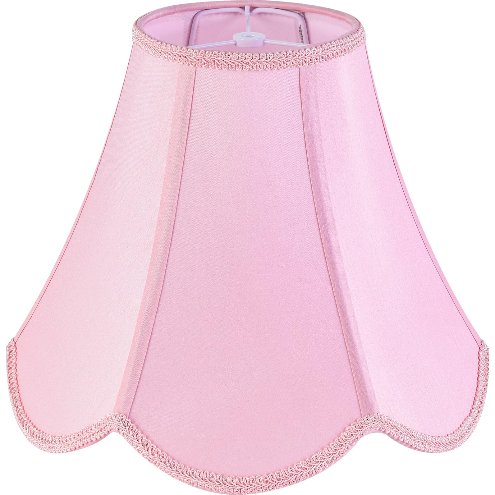 GO&SO Pink Lamp Shade Medium Scalloped Lamp Shade,6''Top x 13''Bottom x 10.6''Vertical Height (Spider),Edge Petal Braid Bell Lam