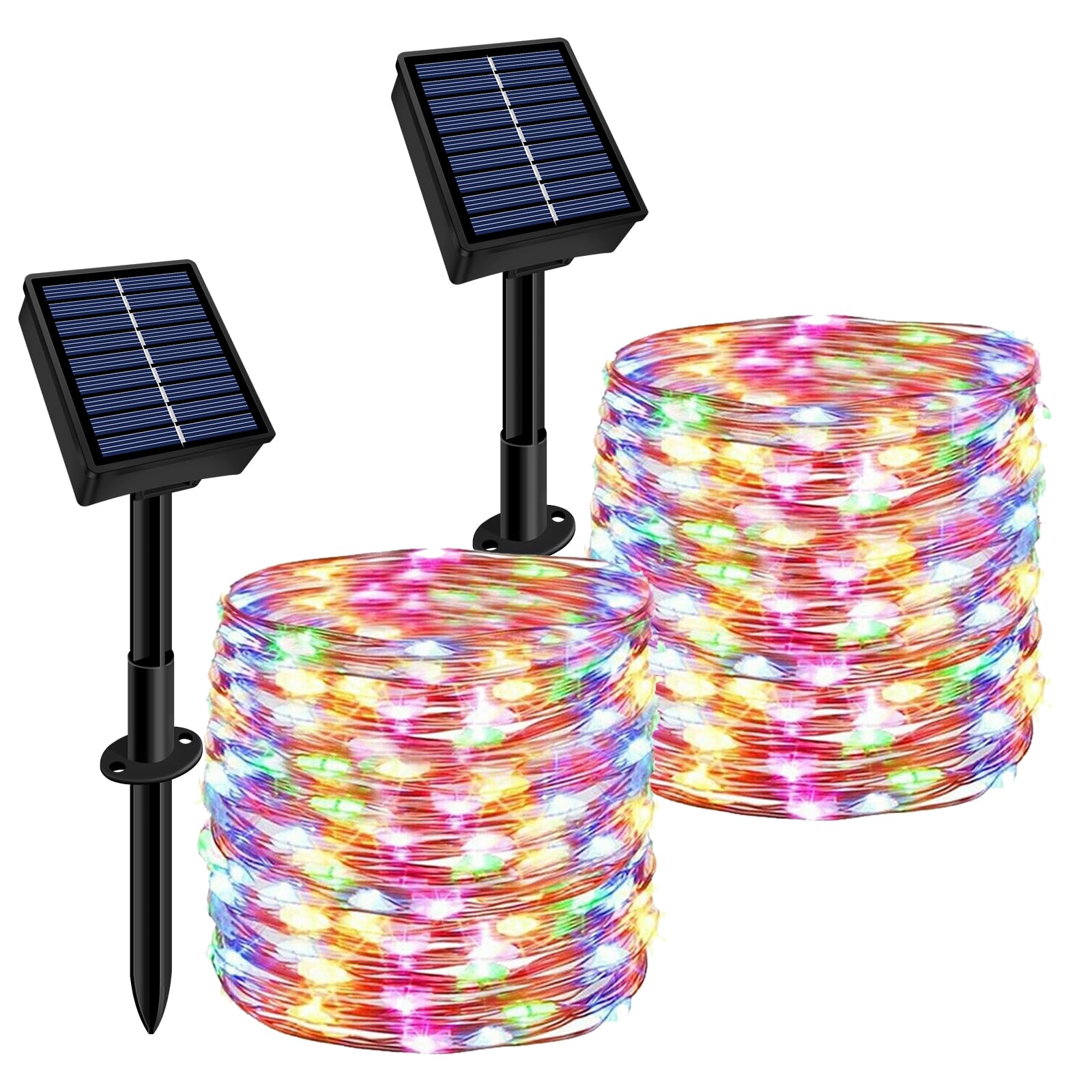 Solar String Lights Outdoor Waterproof 2 Pack Total 66Ft 200Led 8 Modes Twinkle Lights Solar Fairy Lights For Patio  Garden Yard Party Wedding Tree Christmas Halloween Decoration  Multicolor
