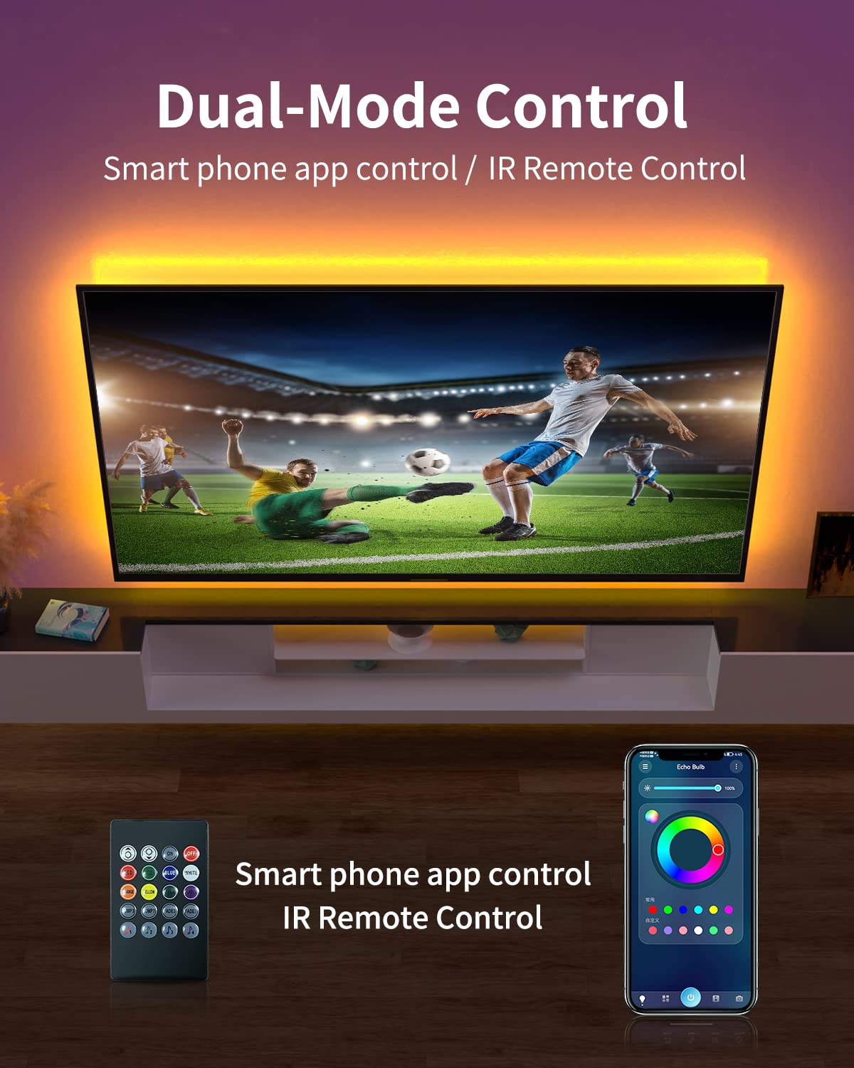 Gupup Led Lights For Tv 85-100 Inch,Tv Led Backlight,20Ft Rope Lighting,Usb Lights With Remote For Bedroom Bluetooth Music Sync,