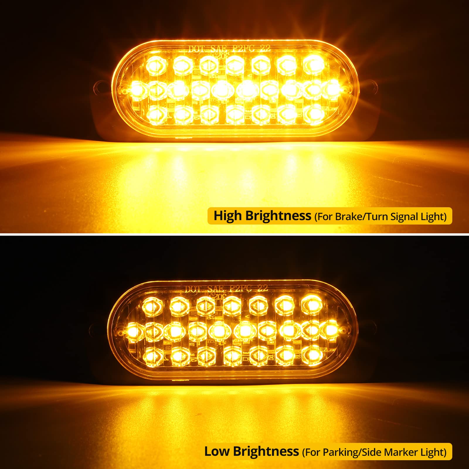 Partsam 2Pcs 4.4'' Amber 24 Led Turn Signal Side Marker Lights [Dot Approved], Ip67 Waterproof Amber Lens Aluminum Housing Surfa