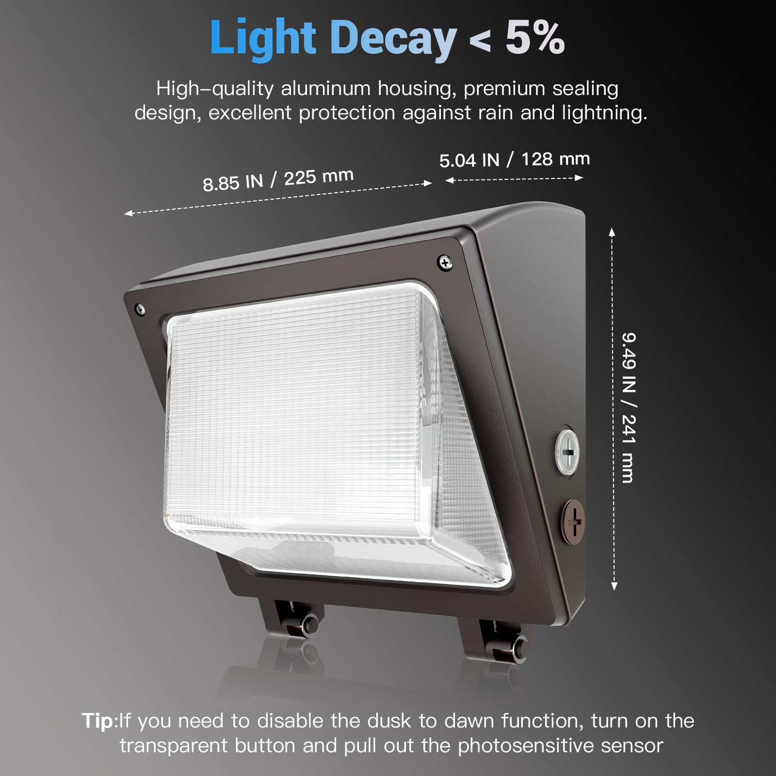 Jtt 6Pack 75W Led Wall Pack Lights,Dusk To Dawn With Photocell,6000K/5000K/4000K Daylight Ip65 Waterproof Wall Mount Outdoor Sec
