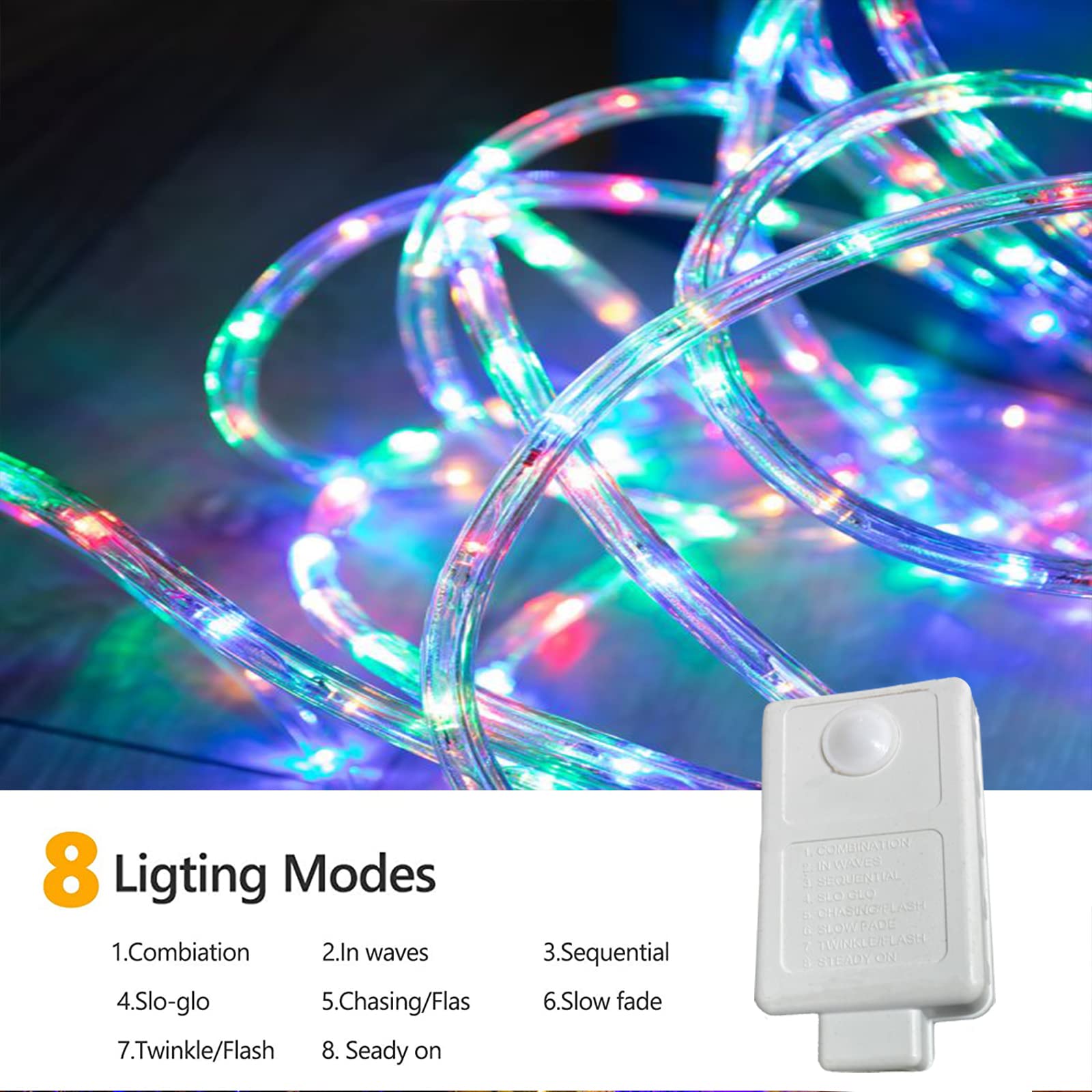 Jnaurb 200ft LED Rope Lights - Multicolor Waterproof Flexible Tube Lights for Outdoor & Indoor Decoration, 1440 LEDs with 8 Modes