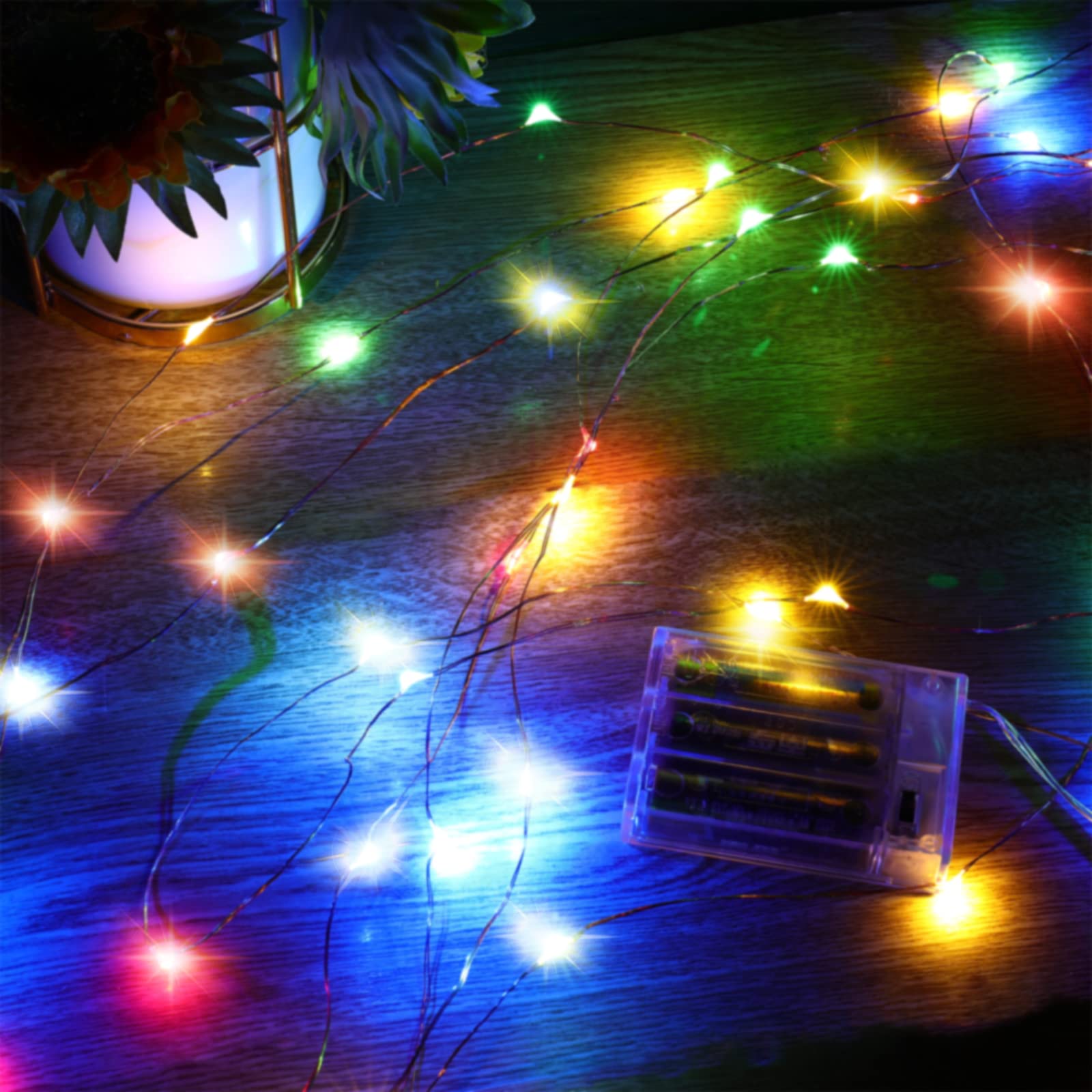 Ariceleo LED Fairy Lights, 5m Copper Wire, Battery Operated, Multicolor, Mini Pack for Bedroom, Christmas, Parties, Wedding