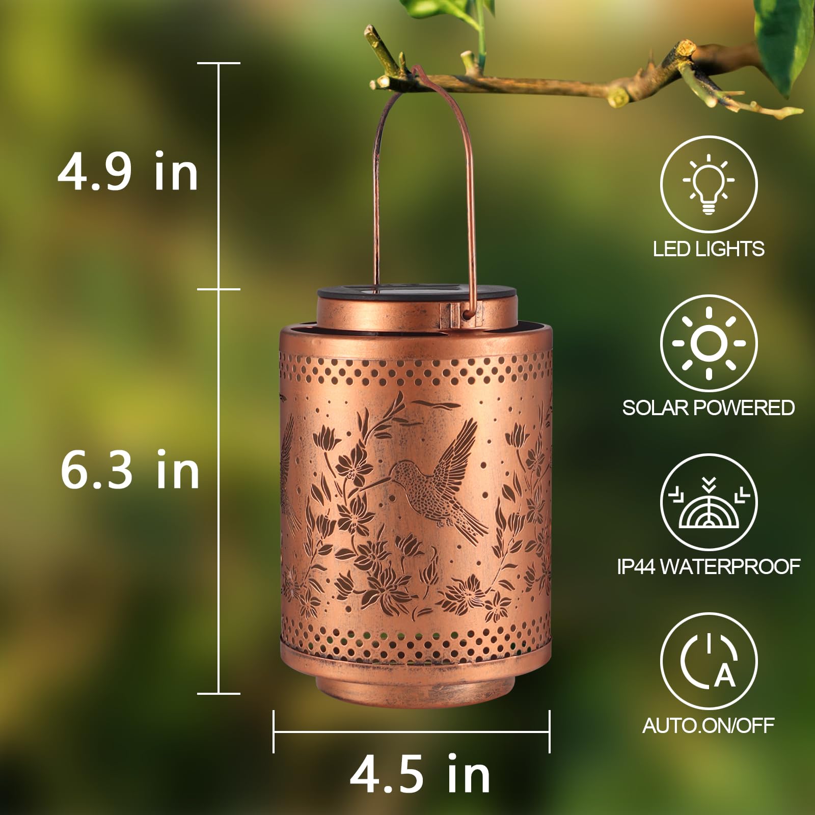 Tepaken 2 Pack Hummingbird Solar Lanterns Garden Decor Birthday Gifts For Women Mon Grandma Metal Hanging Solar Lights Waterproo