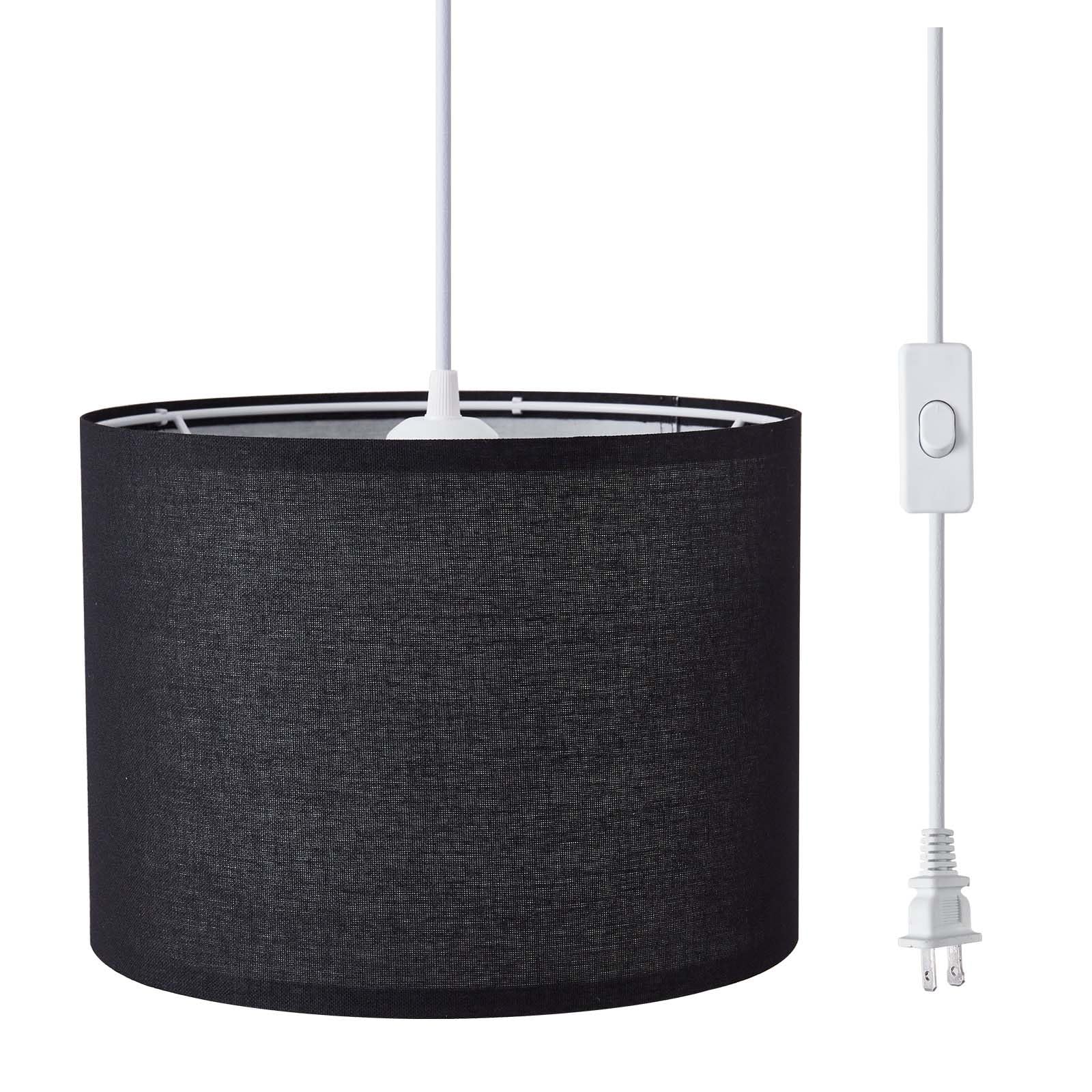 KUAUGST Plug in Pendant Light, 15 FT Cord with On/Off Switch, Metal Shade, Black, Model: Plug in Pendant Light-04
