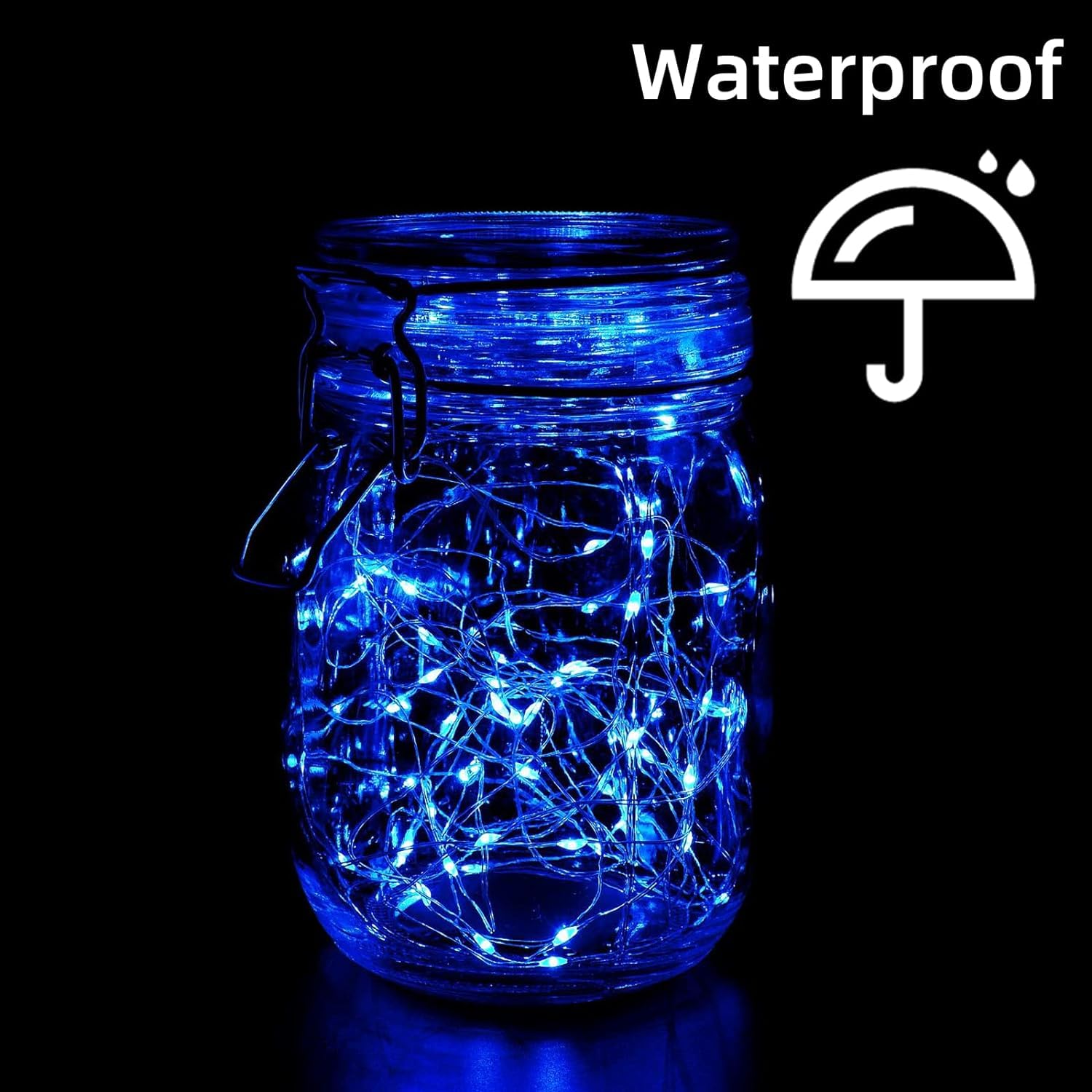 Lamphome 6 Pack Fairy Lights Battery Operated String Lights 6.6Ft 20 Led Mason Jar Lights Waterproof Silver Wire Light Fireflies Diy Party Wedding Christmas Decoration(6 Pack,Blue)