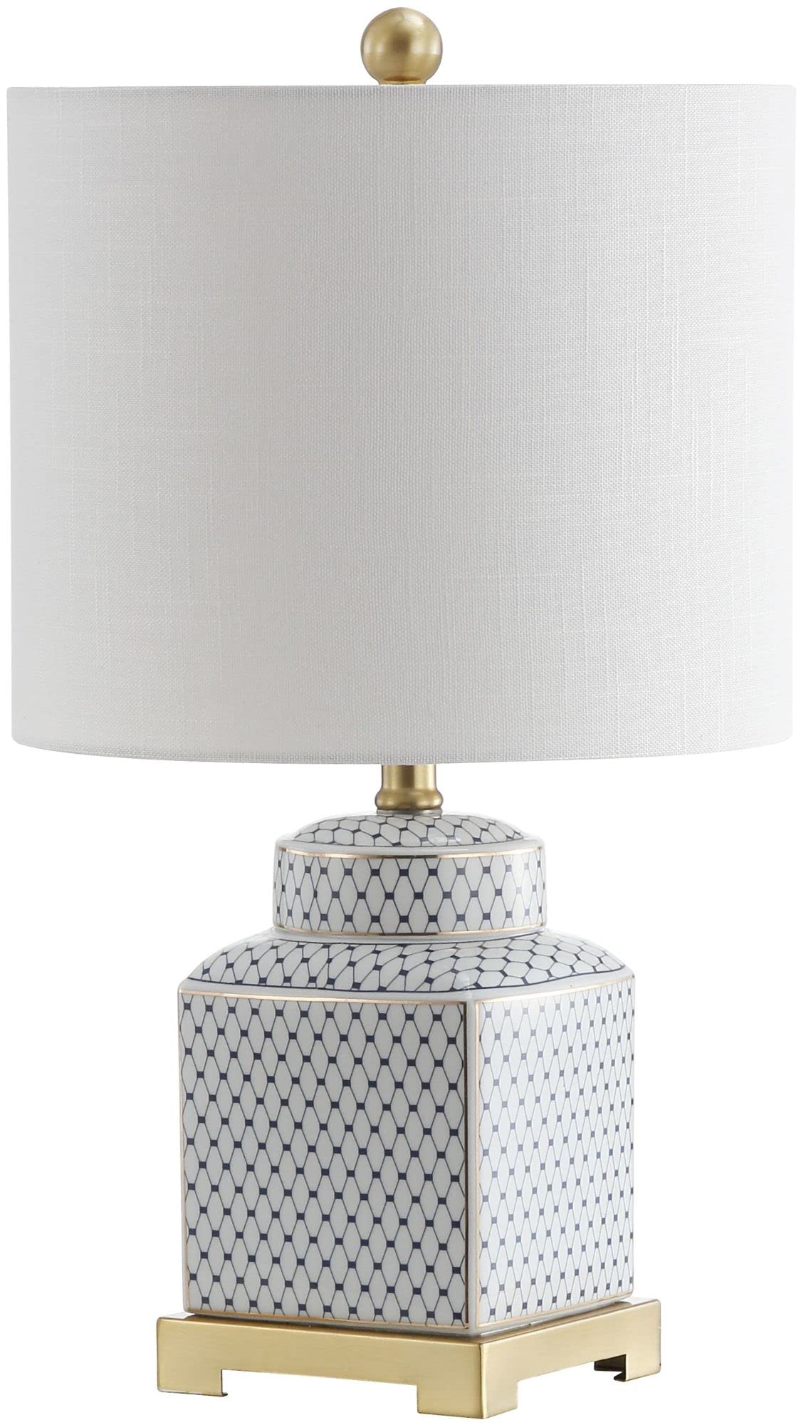 JONATHAN Y Cleo Ceramic/Metal LED Table Lamp 21.5in White/Navy Model JYL3043A for Bedroom, Living Room, Office, College Dorm