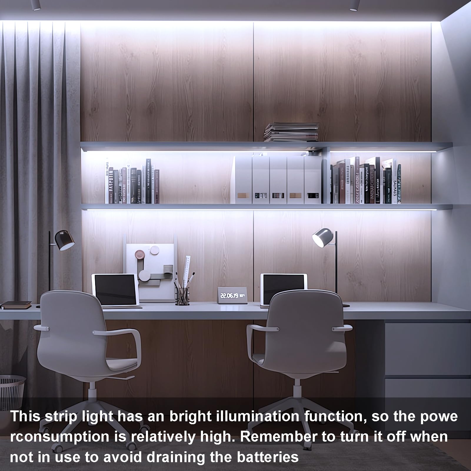 Bsglobal 2 Pack Battery Powered Led Strip Lights, High Brightness Led Strip Lights 9.8Ft 90 Led, Cuttable Under Counter Click Li