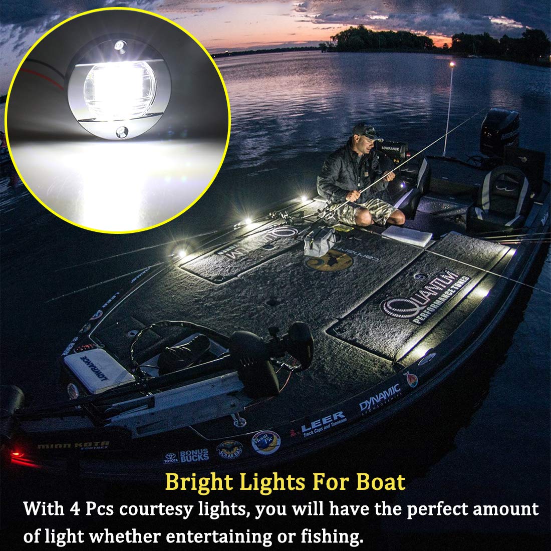 Boaton Boat Led Night Fishing Lights, Courtesy Lights, Deck Lights, Marine Boat Led Lights, Boat Interior Lights, Yacht Lights For Pontoon Boat, Bass Boat, Yacht (White)