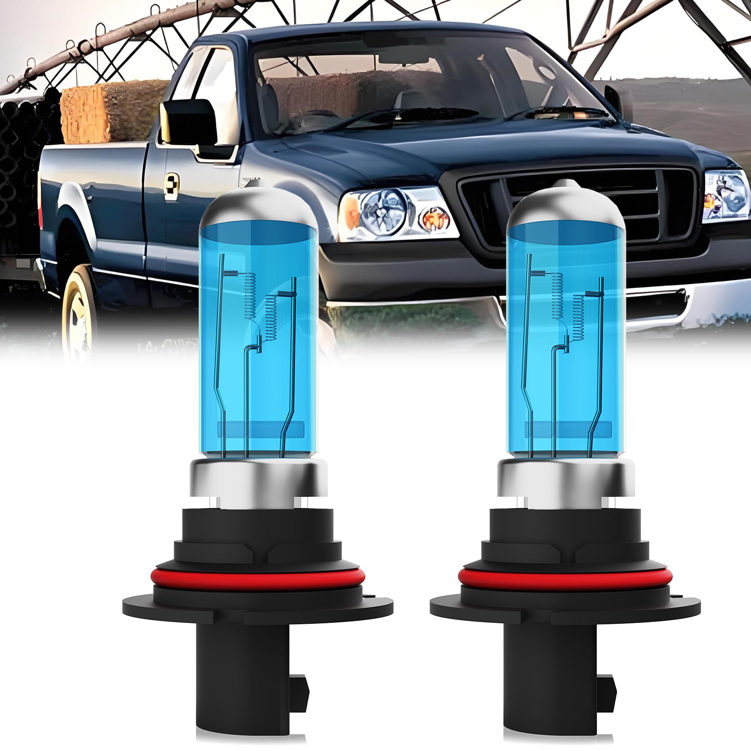 LECCIBUB Headlight Bulbs Compatible With Ford F250 1994-1999, 9007 High Low Beam Halogen Light Bulb Combo, Super Bright 6000K Wh