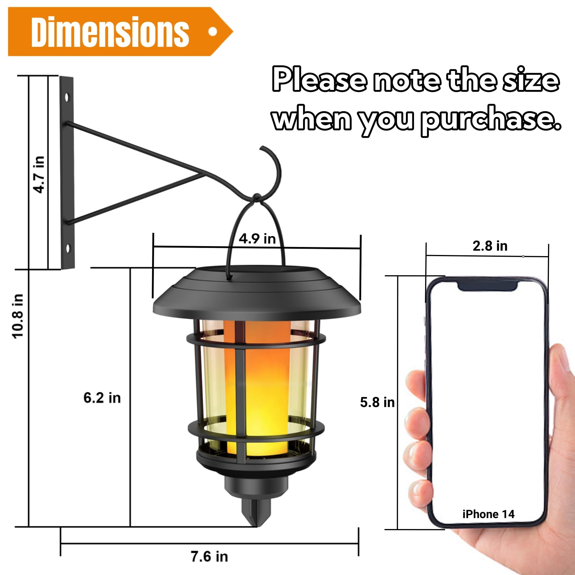 Dynaming 4 Pack Solar Flame Wall Lanterns Outdoor, Solar Powered Wall Mounted Sconce Lights, Flickering Flame Led Lights Auto On