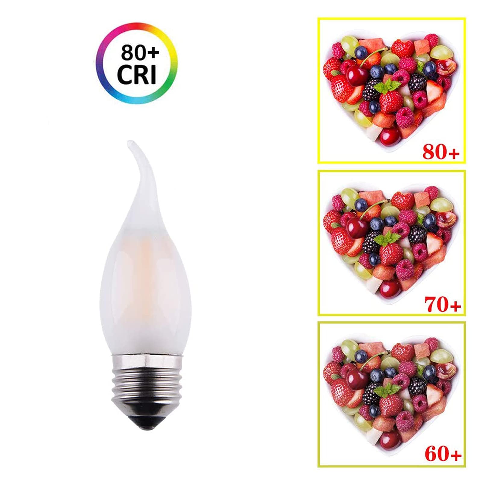 Ydjoo C35 Led Candelabra Bulbs 6W Candle Light Bulb Vintage Edison Bulb Frosted Glass Light Bulbs Dimmable E26 Flame Tip Chandel