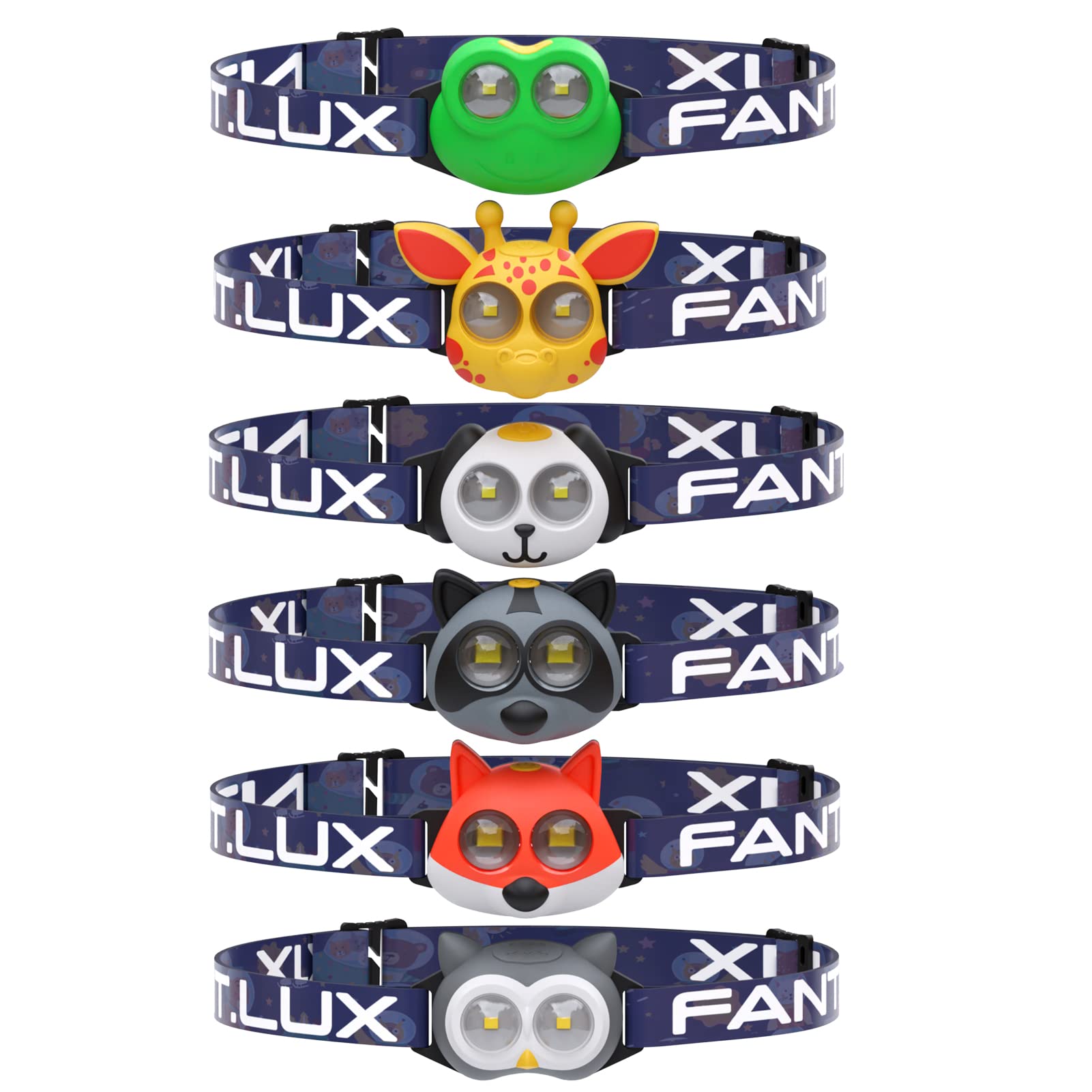 FANT.LUX Headlamp for Kids, Battery Powered LED Headlamps, Owl Frog Giraff Dog Fox Raccoon Theme Gift for Children s Day, Birth