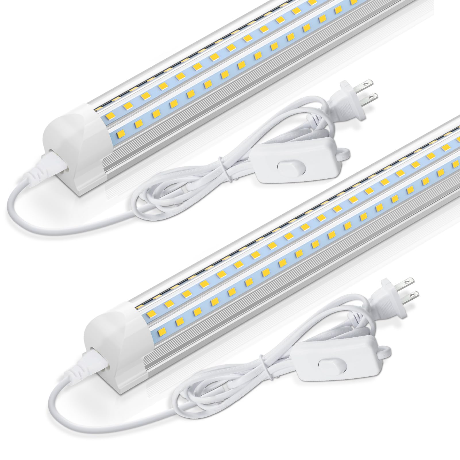 CNSUNWAY LED Shop Light 2ft, 24W, 3600LM, Cool White, T8 Integrated, Aluminum, Model SWT80018B3060, 2 Pack