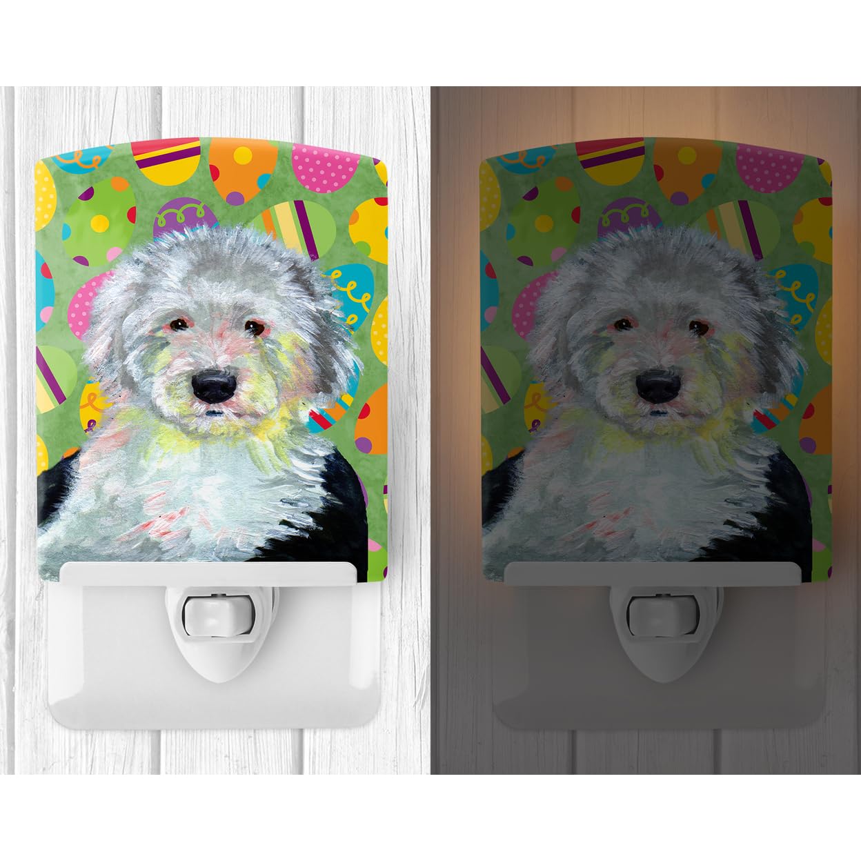 Carolines Treasures Ceramic Night Light, Old English Sheepdog Design, UL-Certified, 6x4x3 inches, Ideal for Bedroom, Bathroom, Nursery