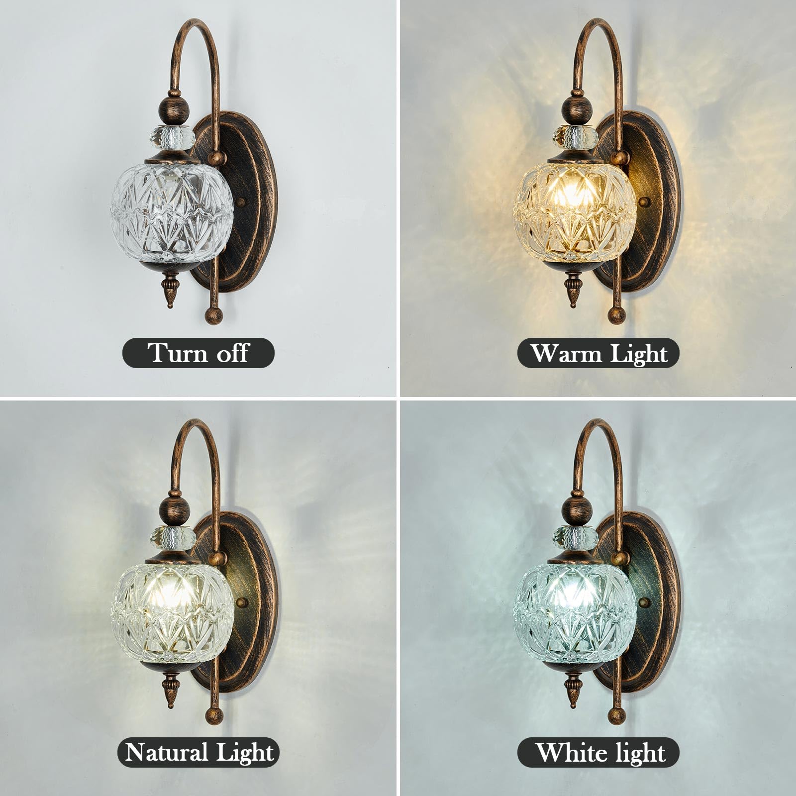 Piepooye Vintage Bronze Wall Sconce With Glass Globe Shade Mid Century G9 Bulb Wall Light Indoor Wall Lamp For Bathroom Farmhous