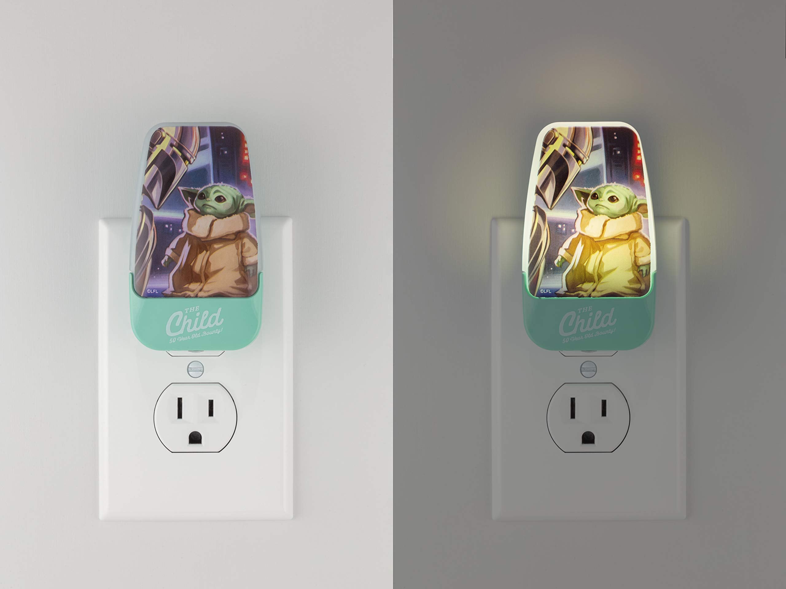 STAR WARS LED Night Light, Baby Yoda, Plug-in with Dusk to Dawn Sensor, Model 53364, Cute Nightlight for Kids, 1pk